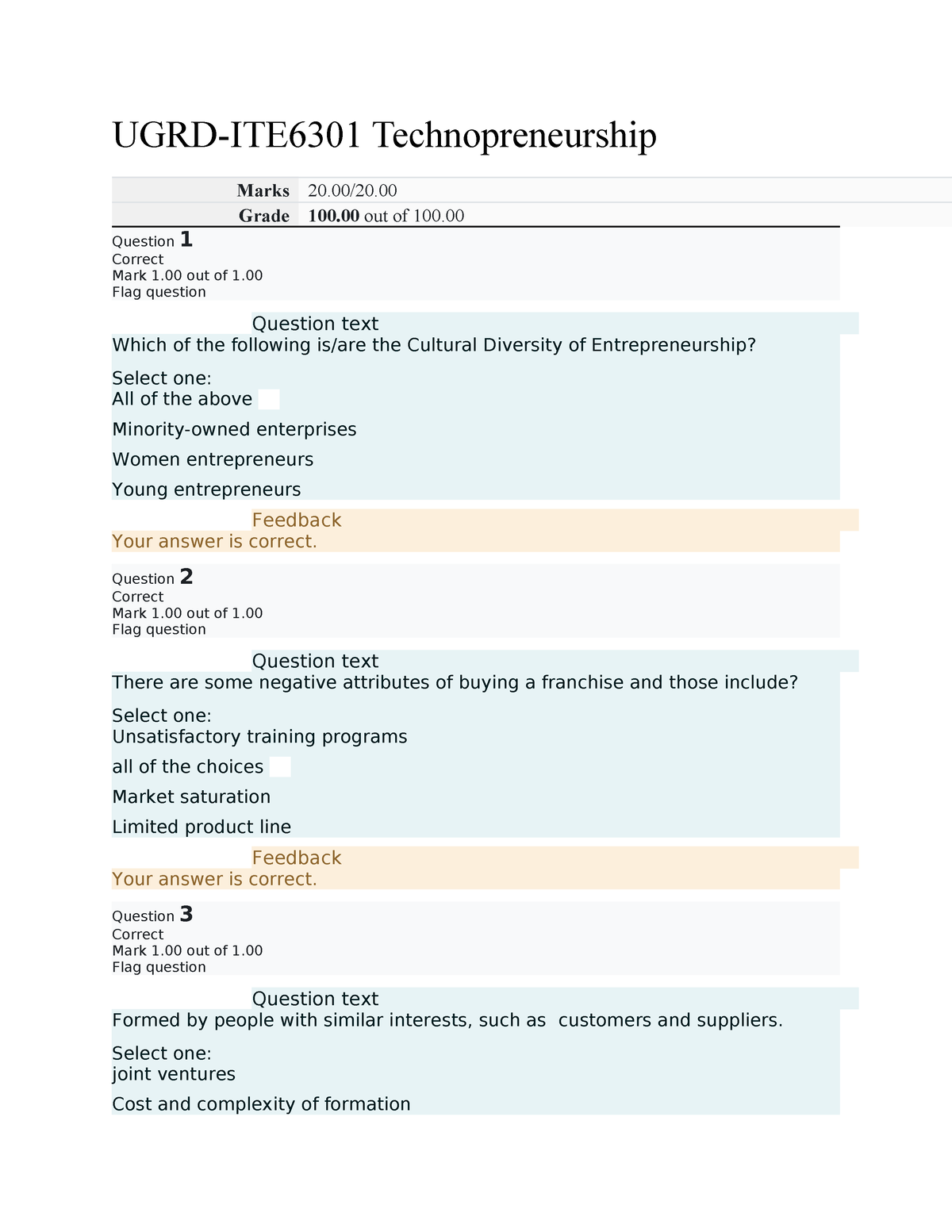 UGRD-ITE6301 Technopreneurship PRE Final EXAM - UGRD-ITE6301 ...