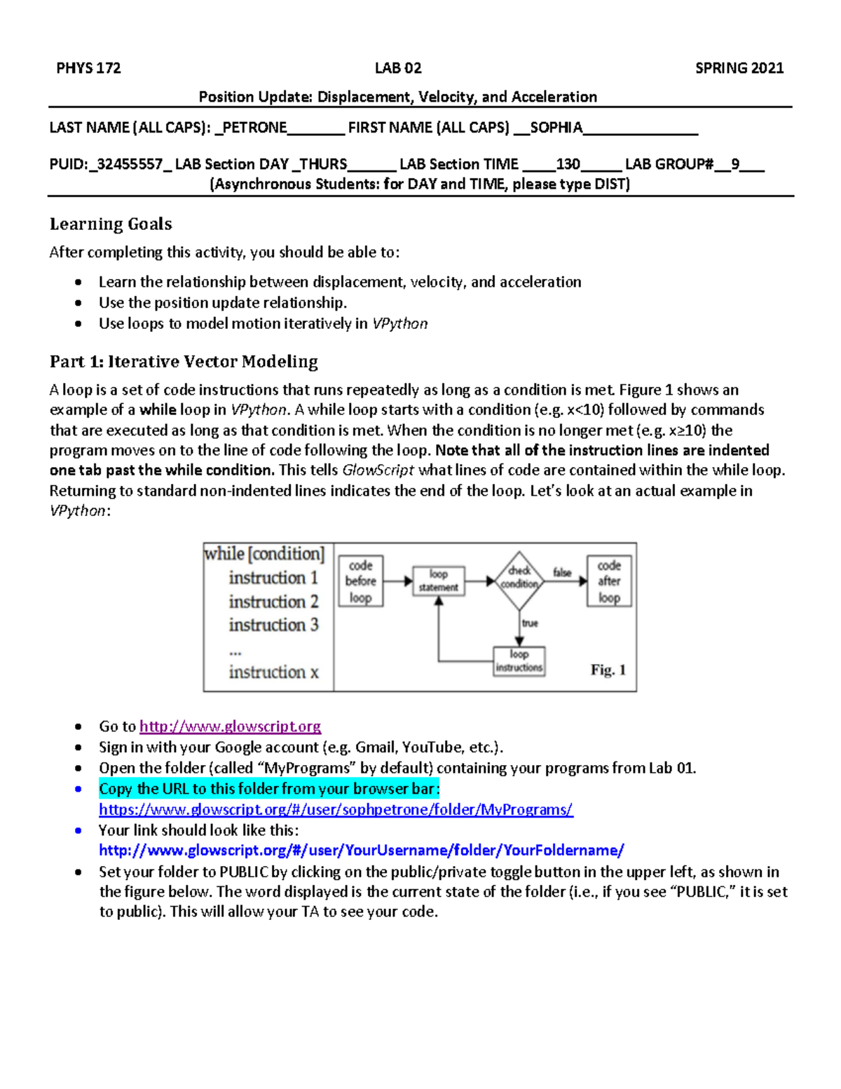 PHYS172 S21-Lab02-Final Turn In - PHYS 172 LAB 02 Position Update ...