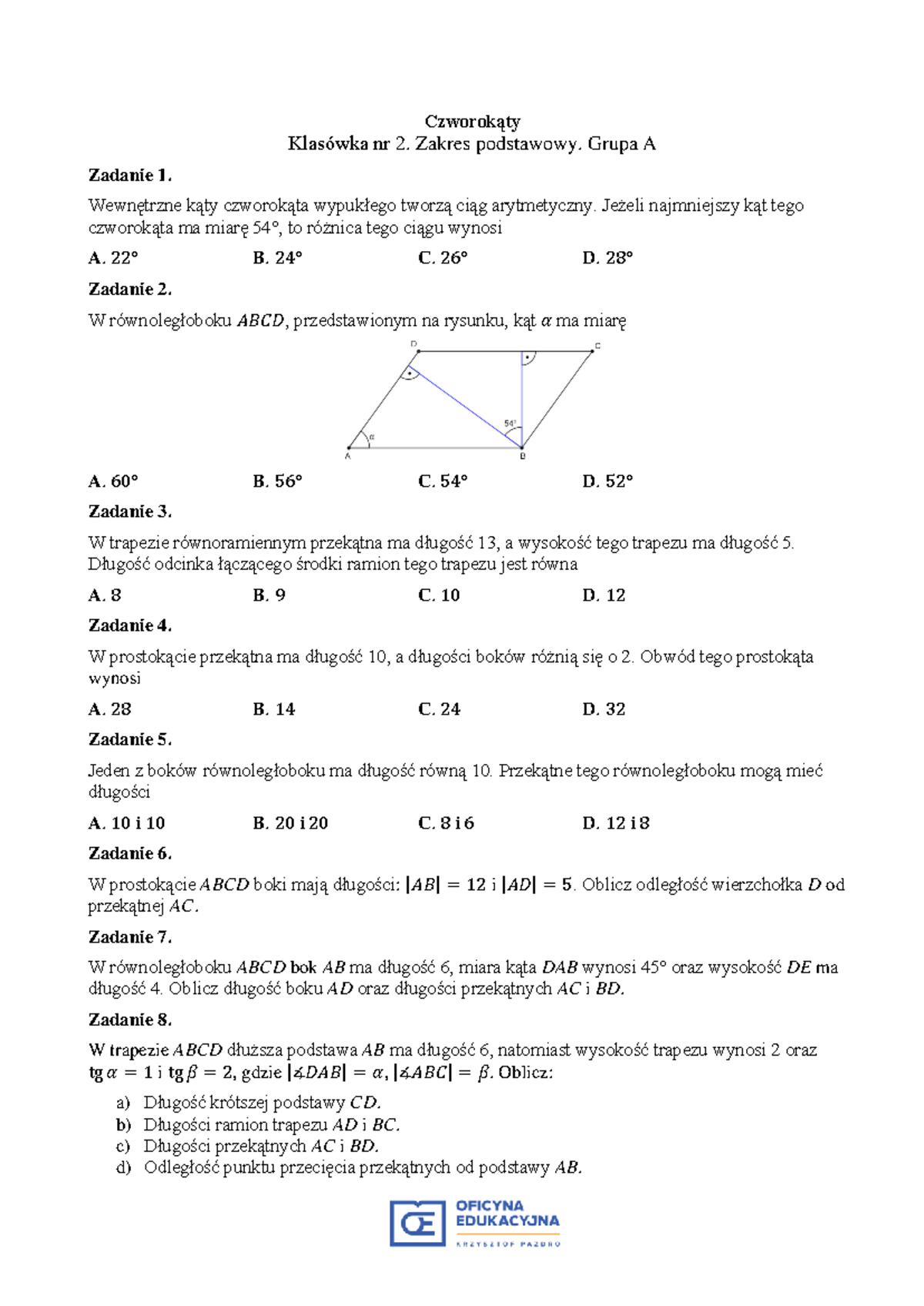 Działąnia Na Czworokąty 3 Gimnazjum Sprawdzian www.studocu.com
