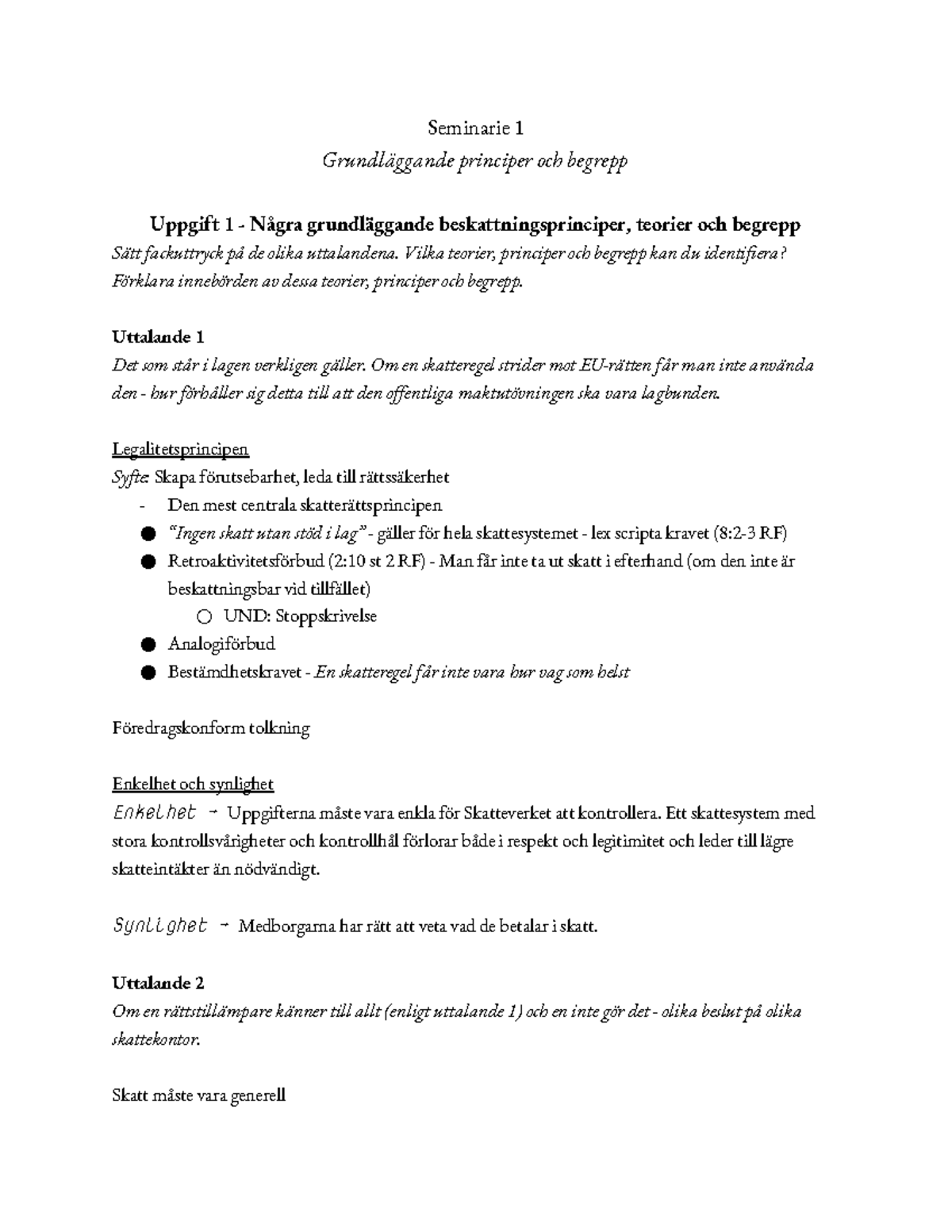 Seminarium 1 - Grundläggande Principer Och Begrepp - Seminarie 1 ...