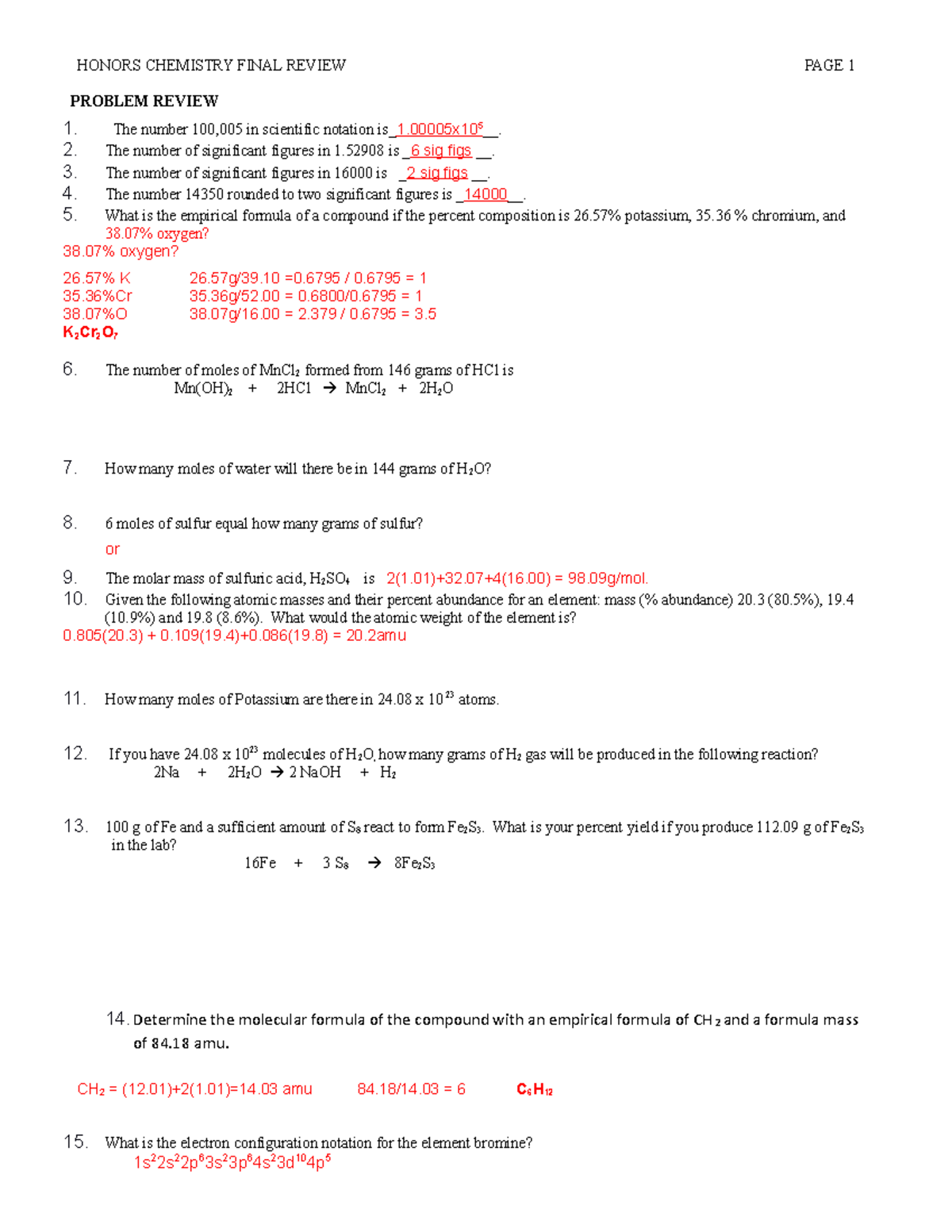 Honors+Final+Exam+review+2022-23+Key - PROBLEM REVIEW 1. The number ...