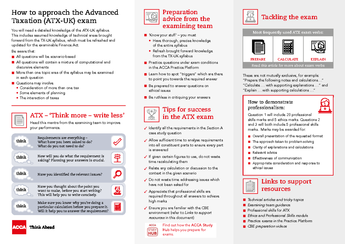ATX Exam Essentials 23-24 - How to approach the Advanced Taxation (ATX ...