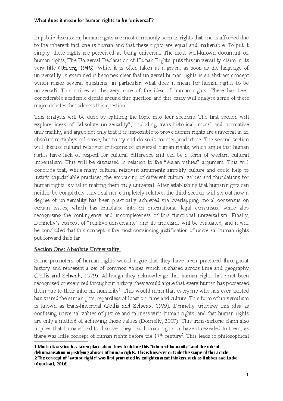 Human rights essay - A3 - DM - What does it mean for human rights to be ...