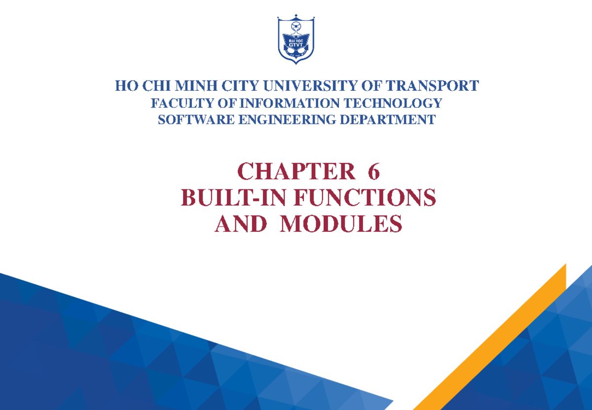 Chapter 6 - Built-In Functions and Modules - CHAPTER 6 BUILT-IN ...