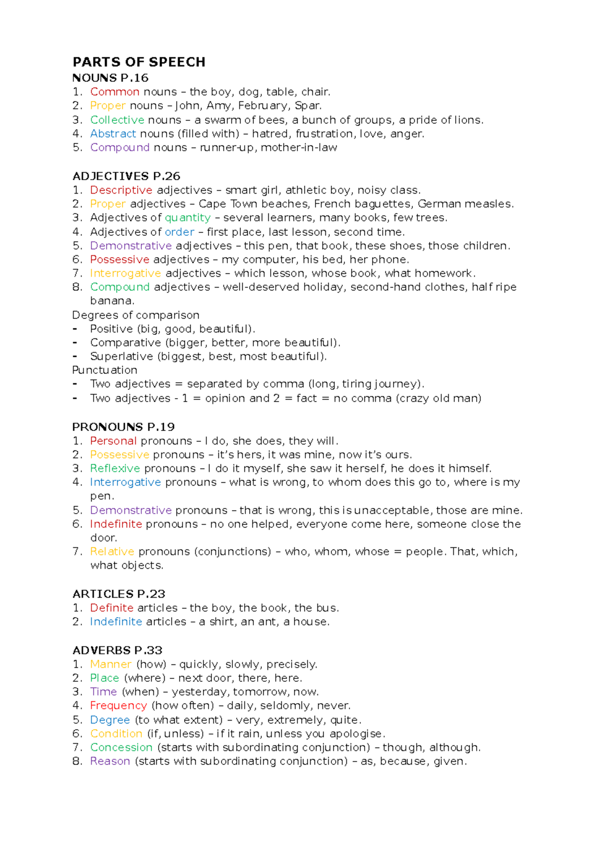 Language notes PARTS OF SPEECH NOUNS P. Common nouns the boy, dog