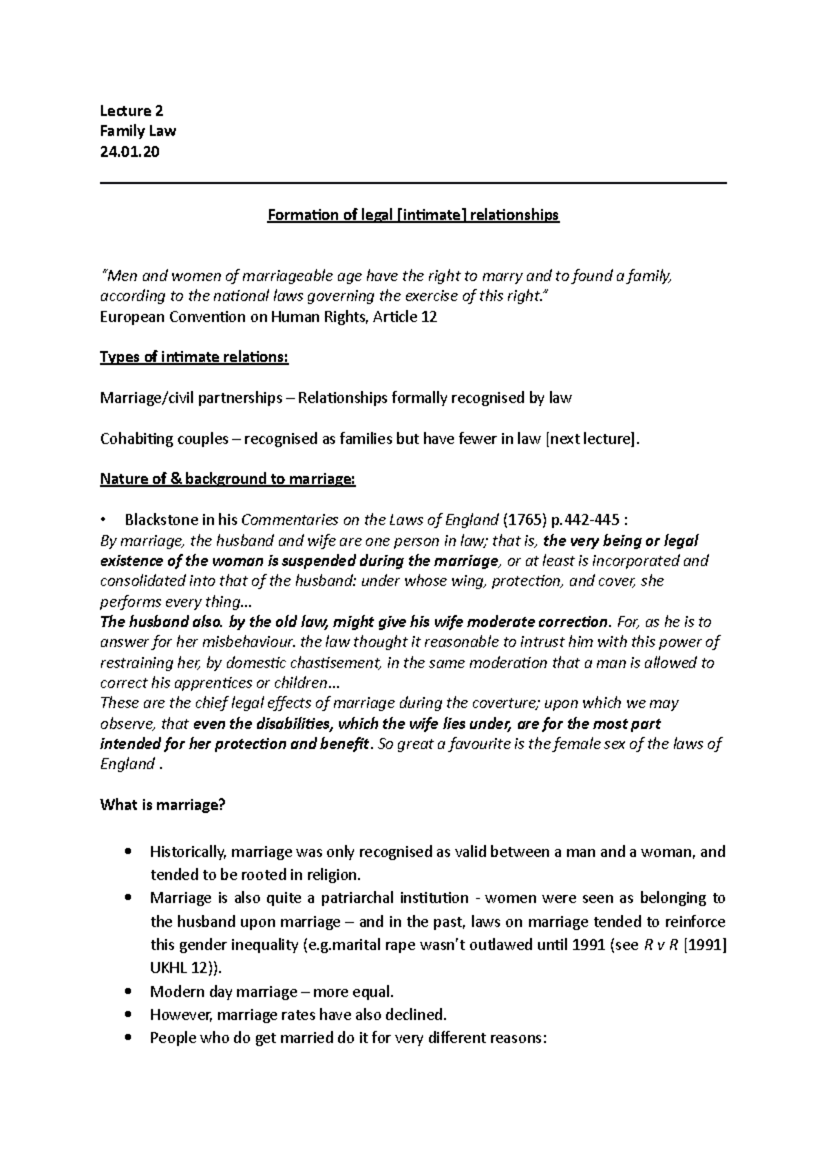Lecture 2 - Forming of (Legal) Intimate Relationships - Lecture 2 ...