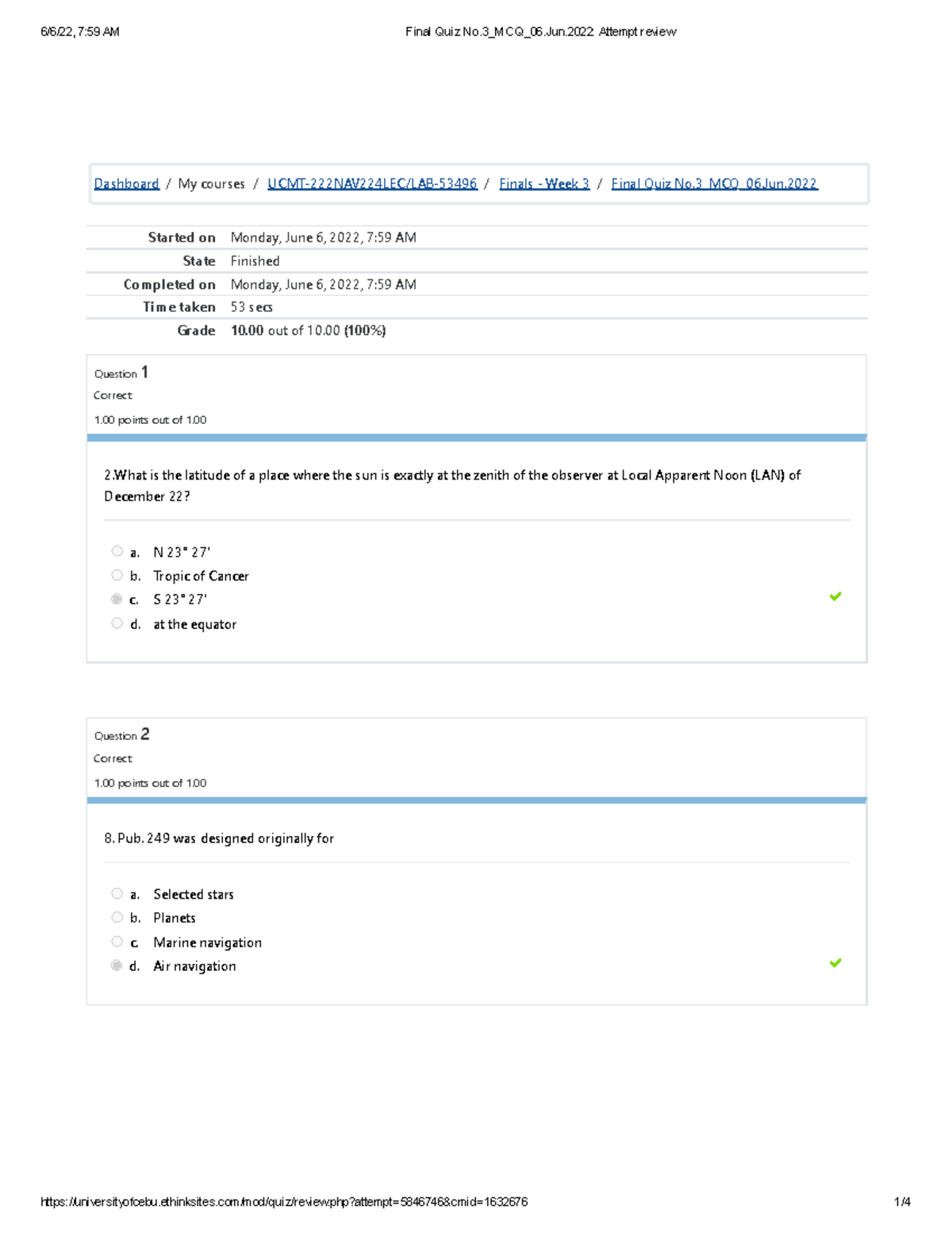 Final-Quiz-No.3 MCQ 06 - Started on Monday, June 6, 2022, 7:59 AM State ...