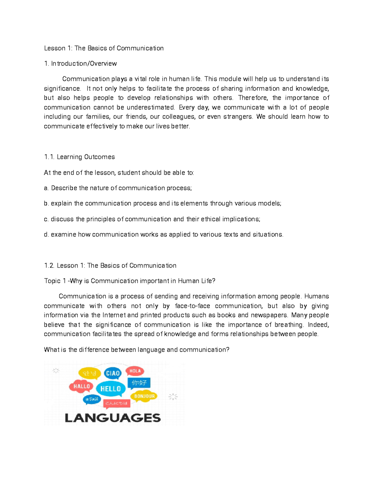 Module 1 - Introduction to Communication - Lesson 1: The Basics of ...