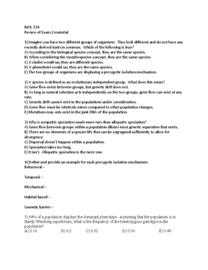 Exam 1A key - Exam 1 key - BIOL. 114 Lecture Exam 1A Spring 2019 Follow ...