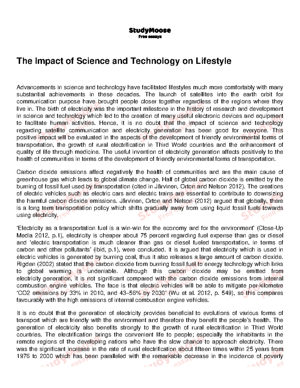 The Impact of Science and Technology on Lifestyle The Impact of