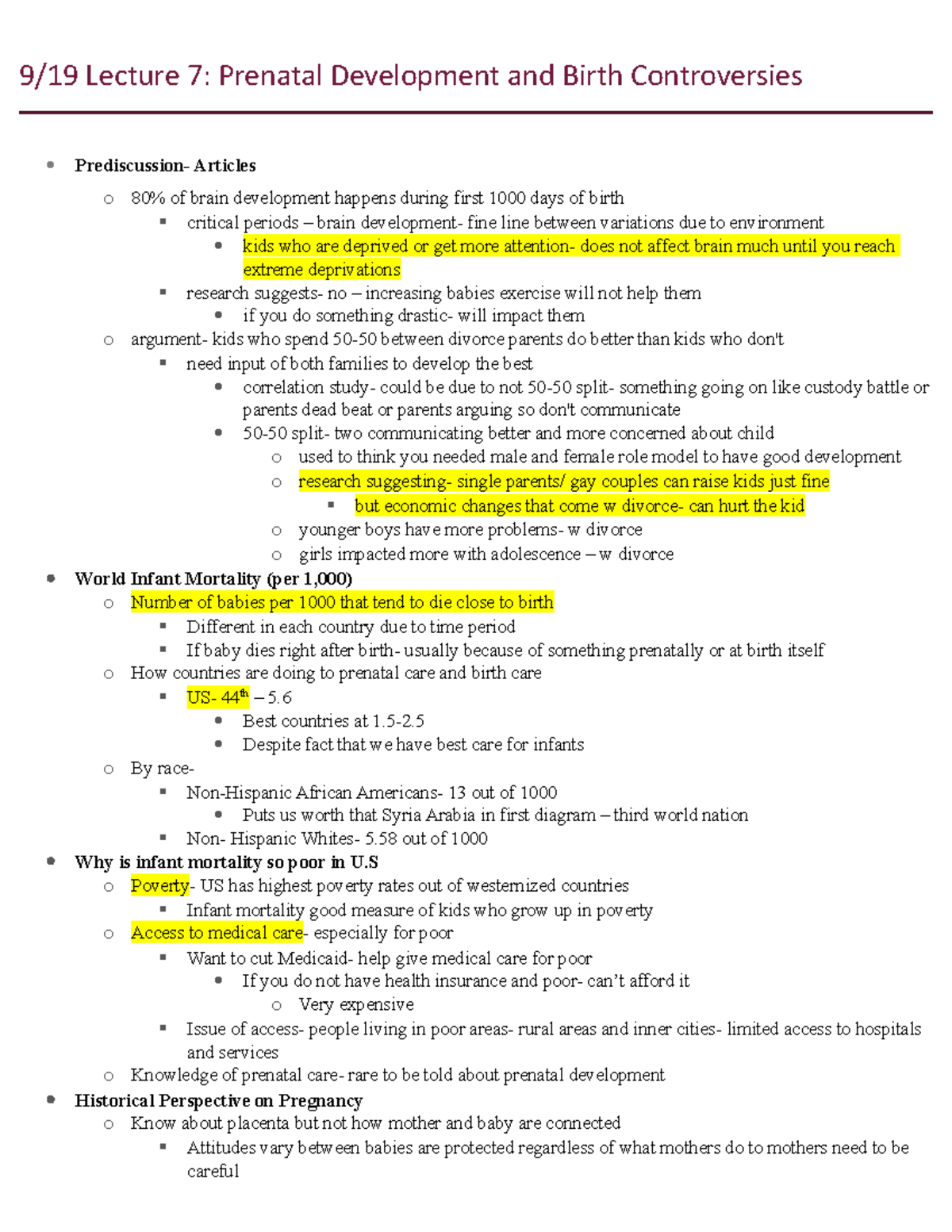 9:19- Lecture 7- Prenatal development and Birth Controversies - Best ...