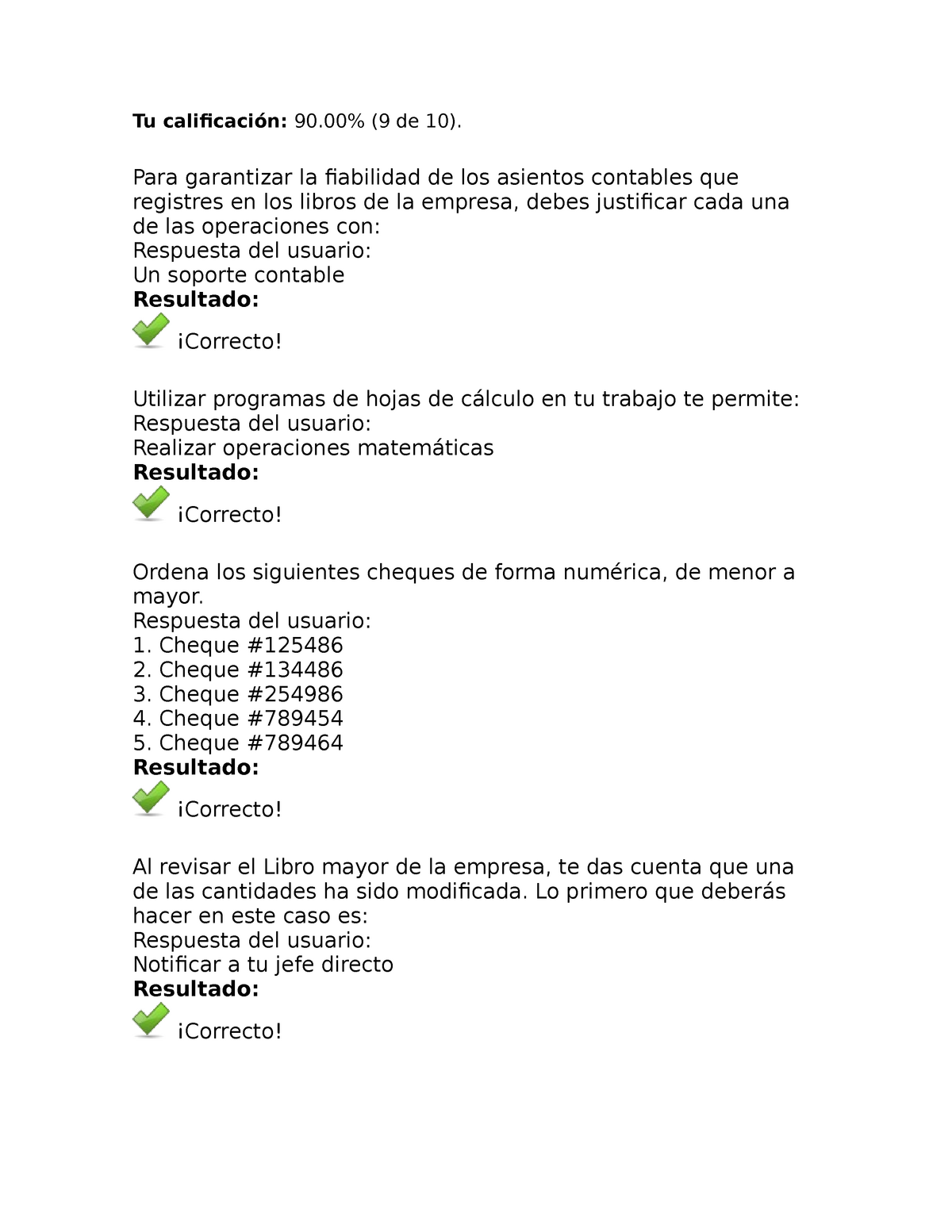 Examen 10 Junio 2019, Preguntas Y Respuestas - Tu Calificación: 90% (9 ...