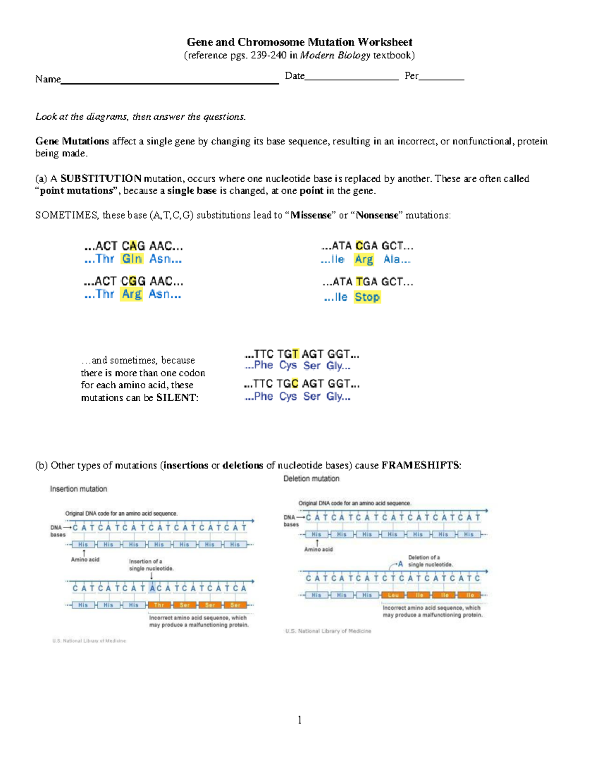 Kami Export - Natalee Klinock - Gene and Chromosome Mutation Worksheet -  (reference pgs. 239-240 in - Studocu
