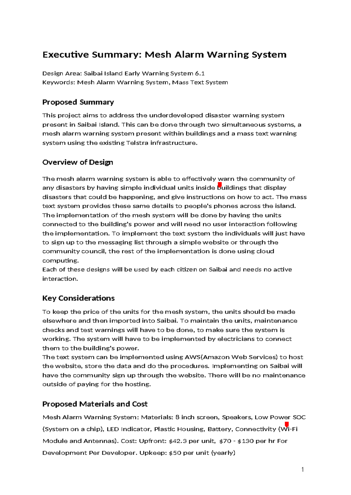 CITP report 2 - Executive Summary: Mesh Alarm Warning System Design ...