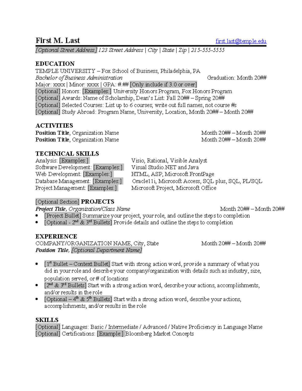 MIS Template 2023 - First M. Last first@temple [Optional Street Address ...