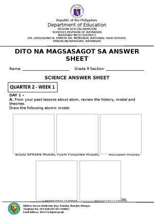 Q2 week 7 and 8 - Activity sheets and answer sheets - Name