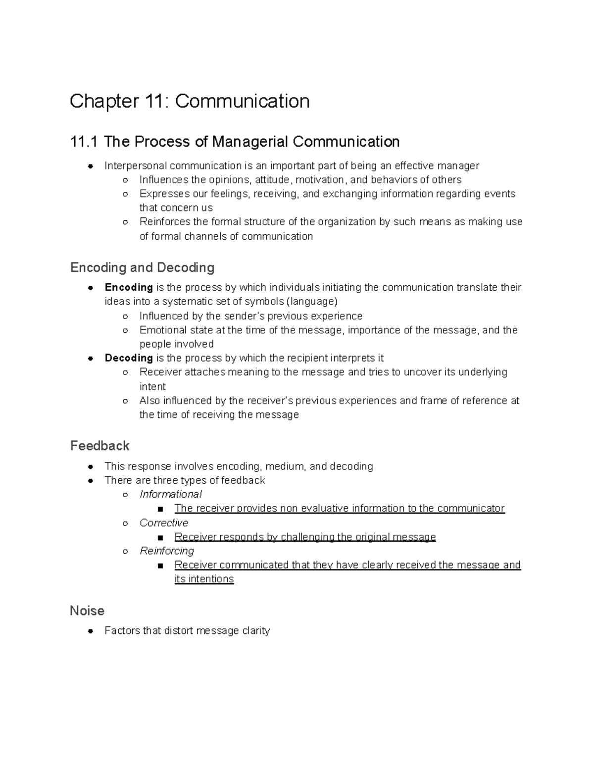 MGMT302 Chapter 11 - Chapter 11: Communication 11 The Process of ...