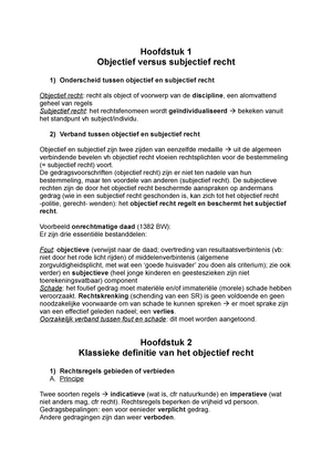 Samenvatting Strafrecht Algemeen - Hoofdstuk 1 Objectief Versus Subjectief  Recht 1) Onderscheid - Studocu