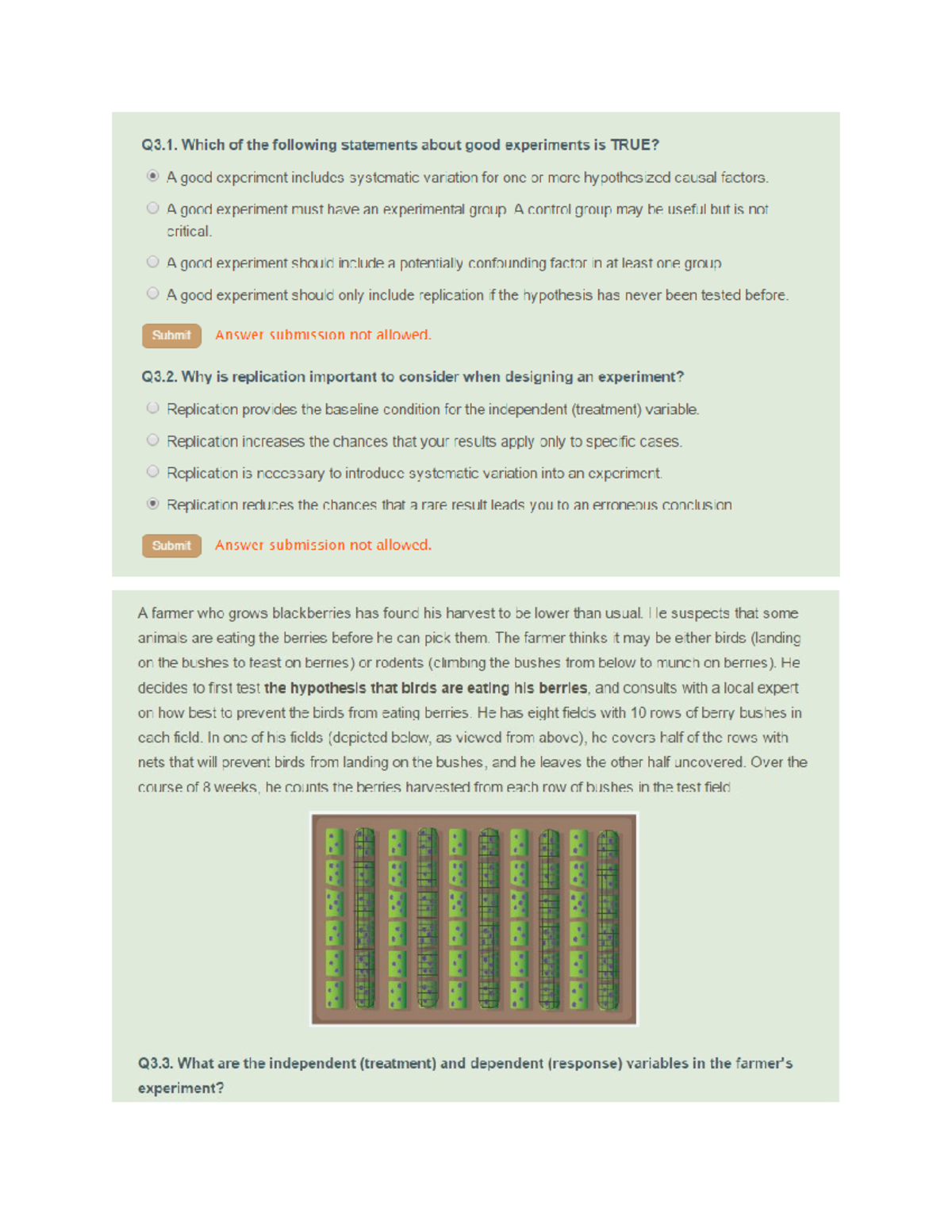 experimental design scenarios with answers