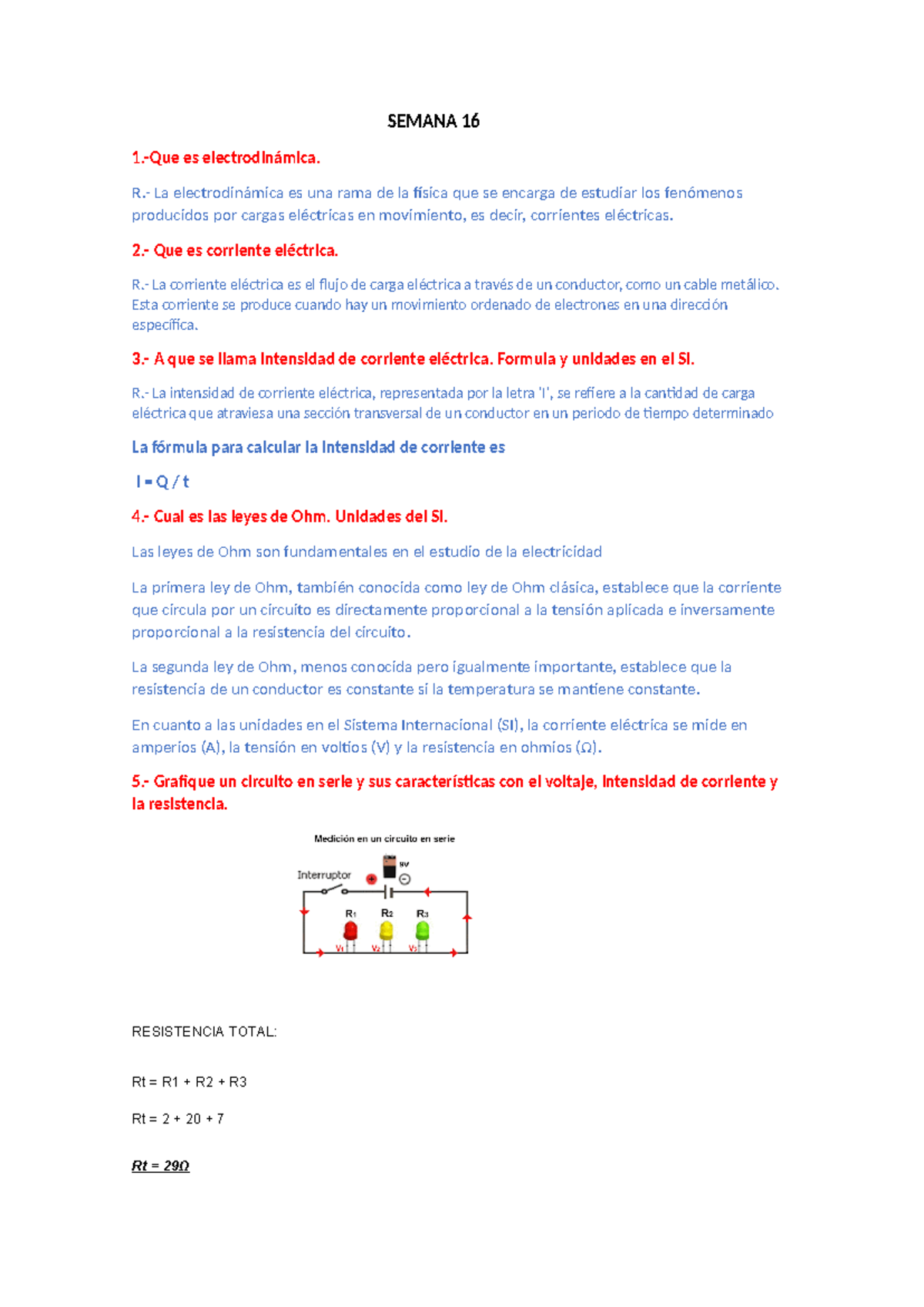 Semana 8 FÍSICA Y QUÍMICA - SEMANA 16 1.-Que Es Electrodinámica. R.- La ...