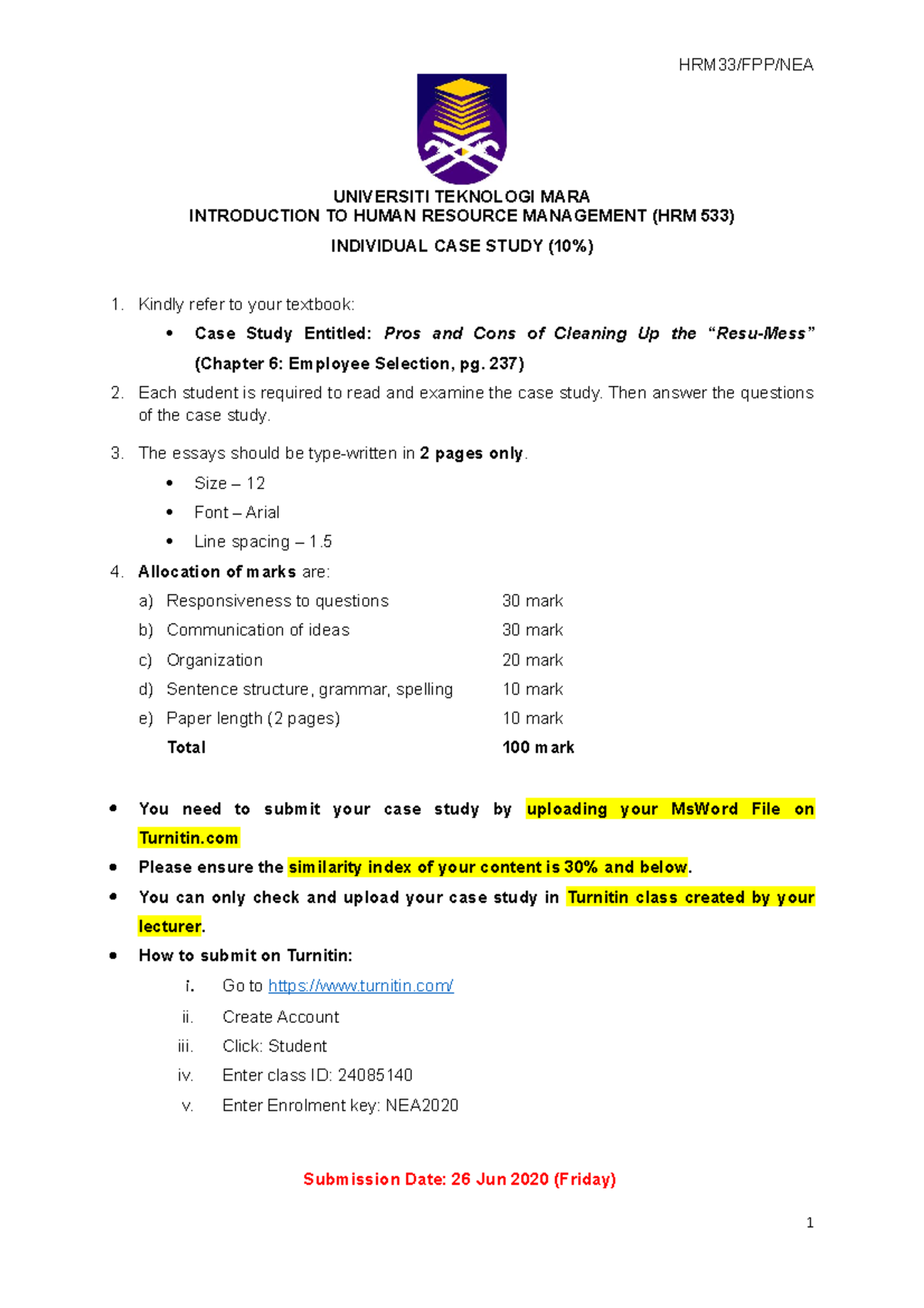 Covid-19 Individual Case Study HRM533 - HRM33/FPP/NEA UNIVERSITI ...