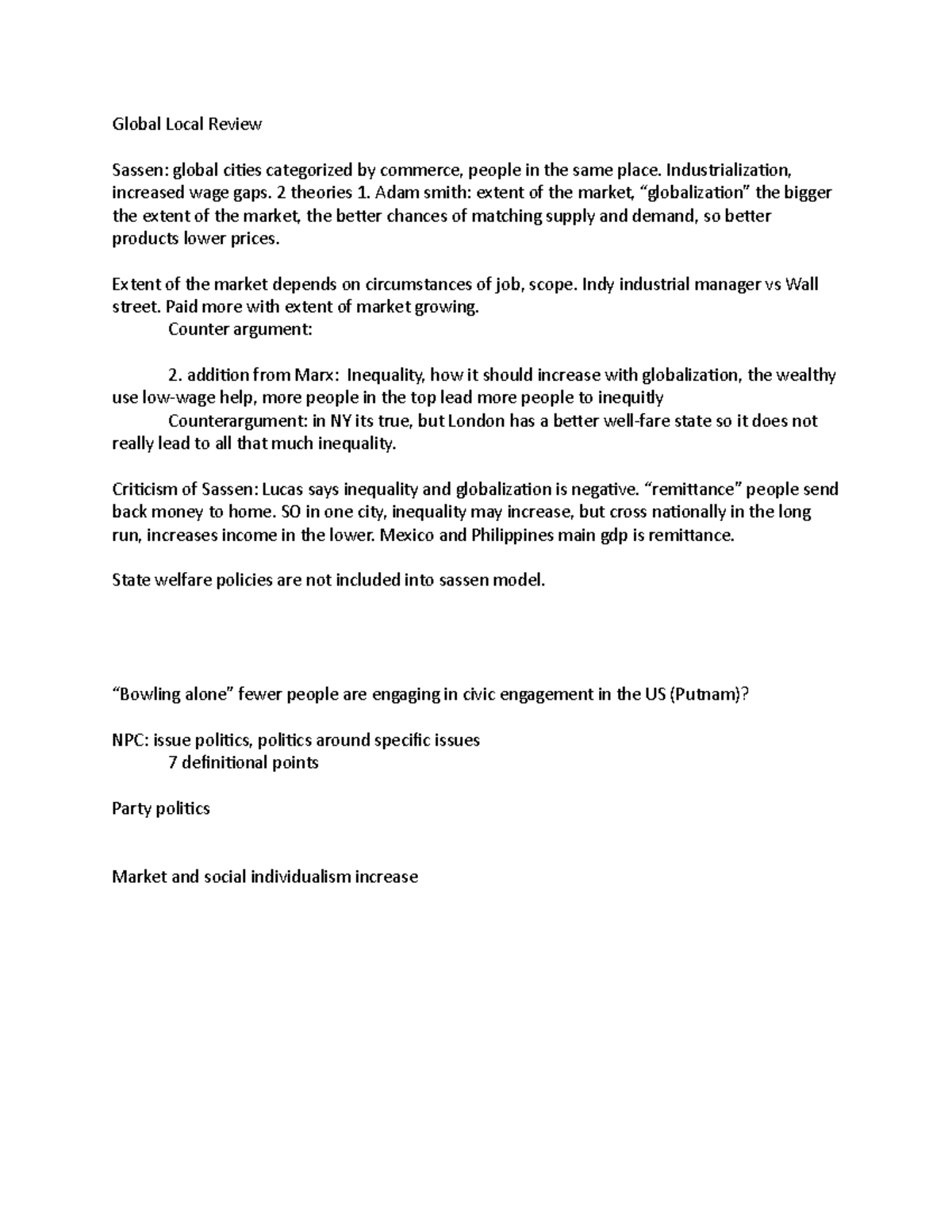 Global Local Review - Terry Clark - Global Local Review Sassen: global ...
