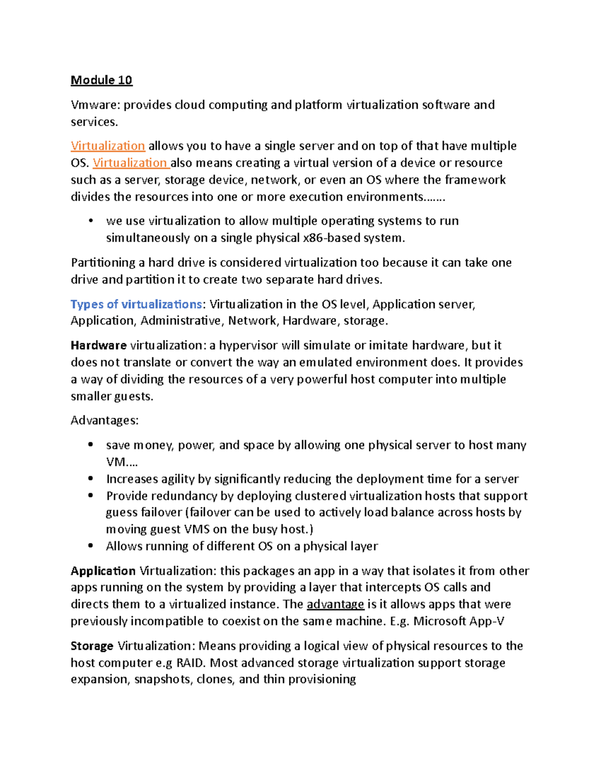 Revision Module 10,11,13(This covers Virtualization, cloud computing ...