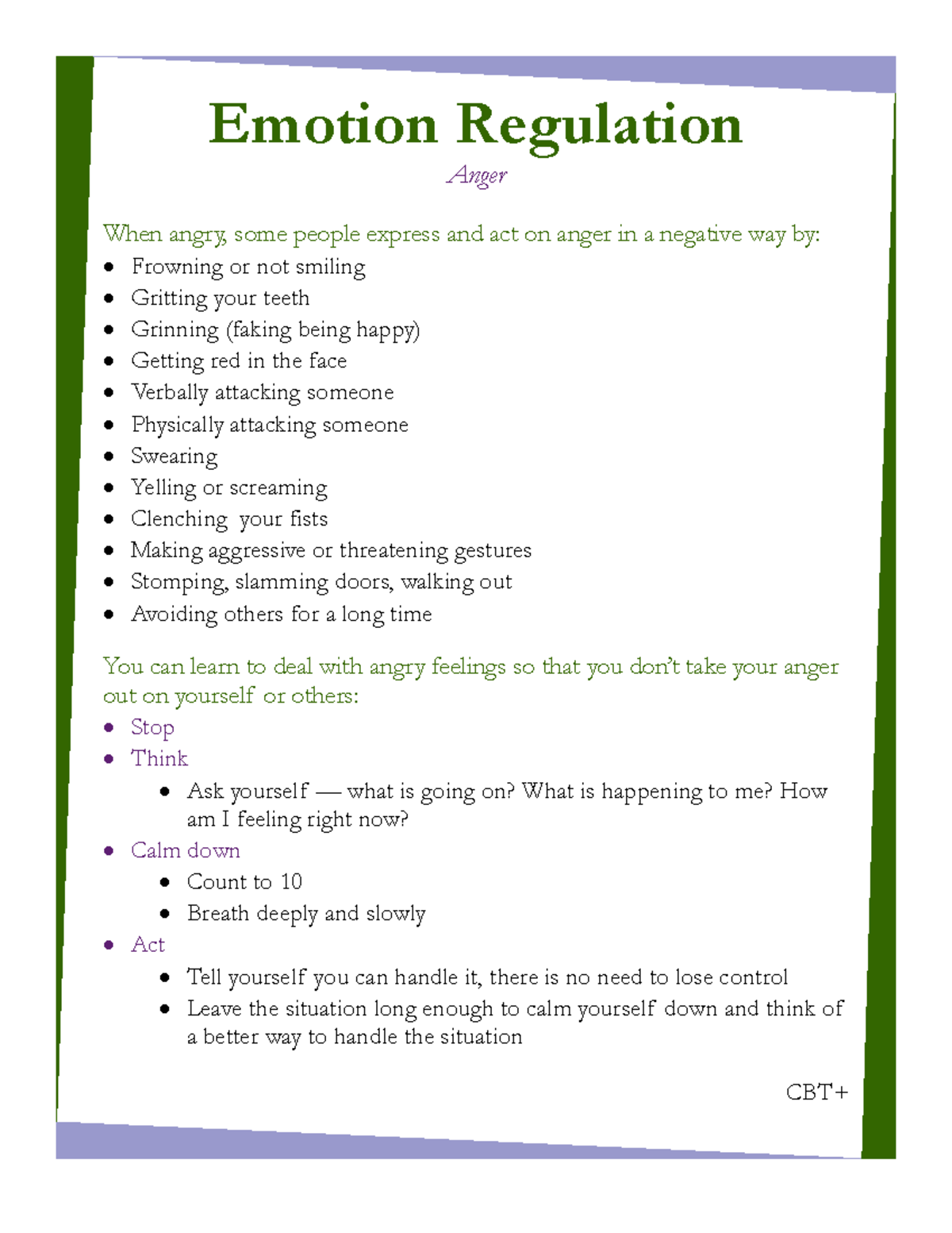 Constructive-emotionregulation - Emotion Regulation Anger When angry ...