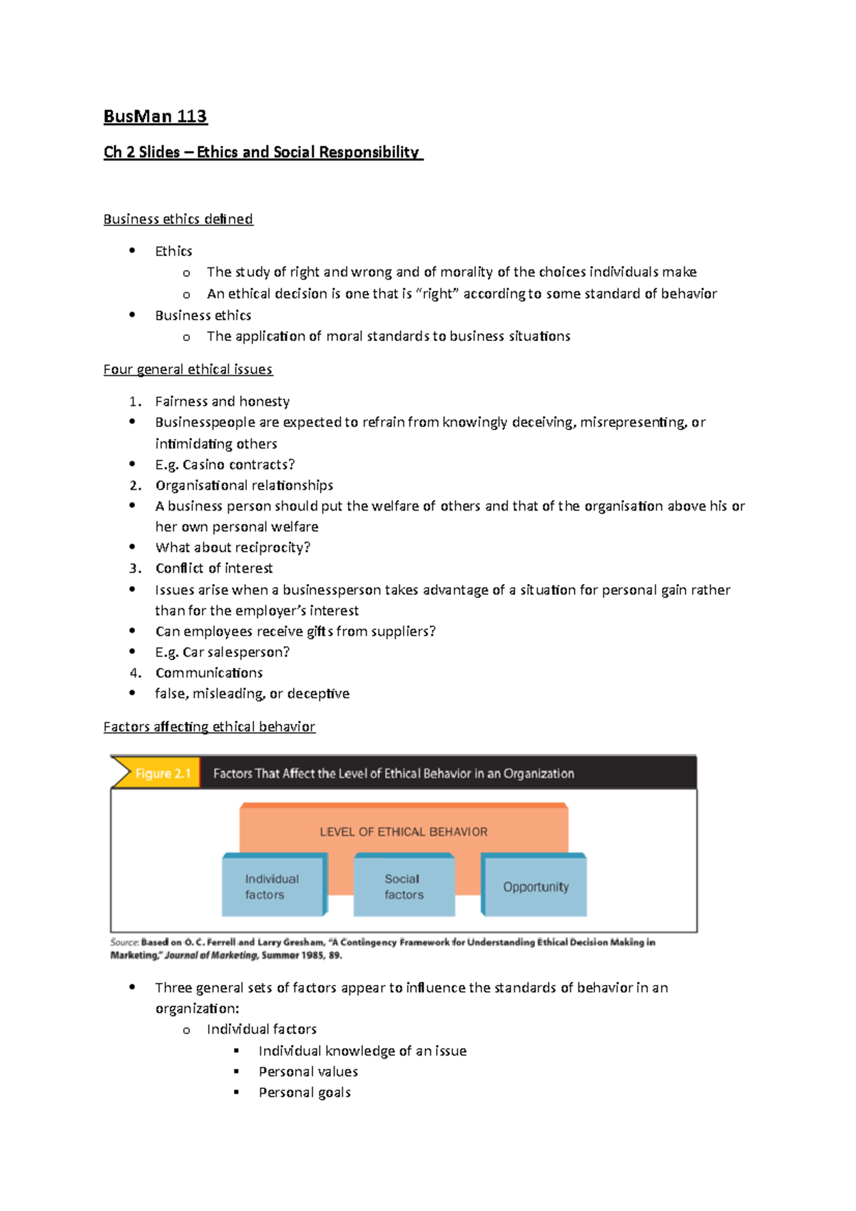 Business Management 113 Chapter 2 Summary - BusMan 113 Ch 2 Slides ...