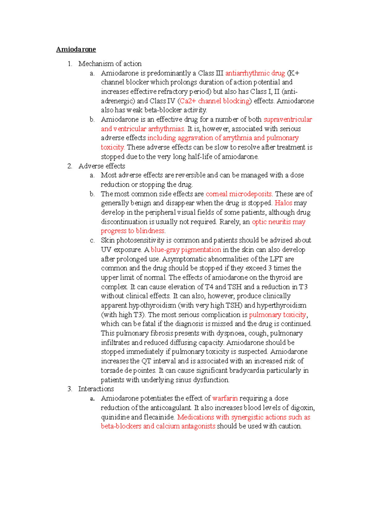 Amiodarone - Core drugs - Amiodarone Mechanism of action a. Amiodarone ...