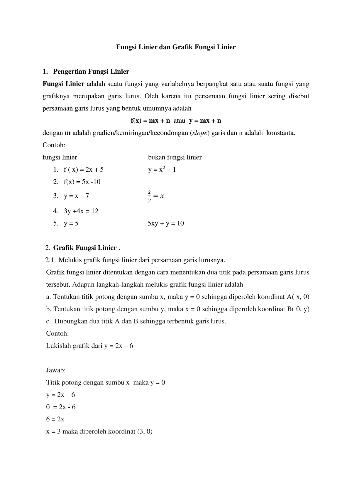 9. Fungsi Linear Dan Grafik Fungsi Linear - Fungsi Linier Dan Grafik ...