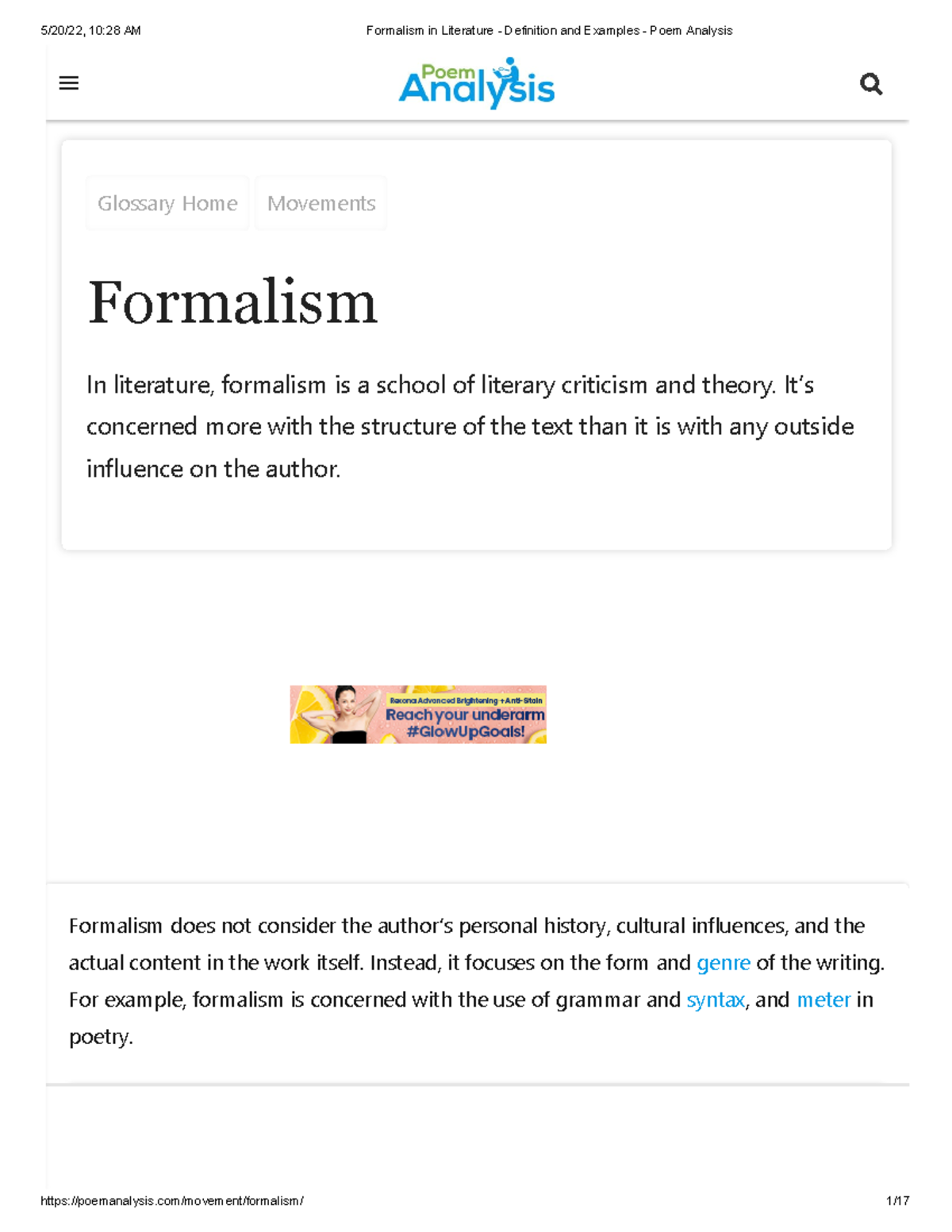 meaning of formalist essay