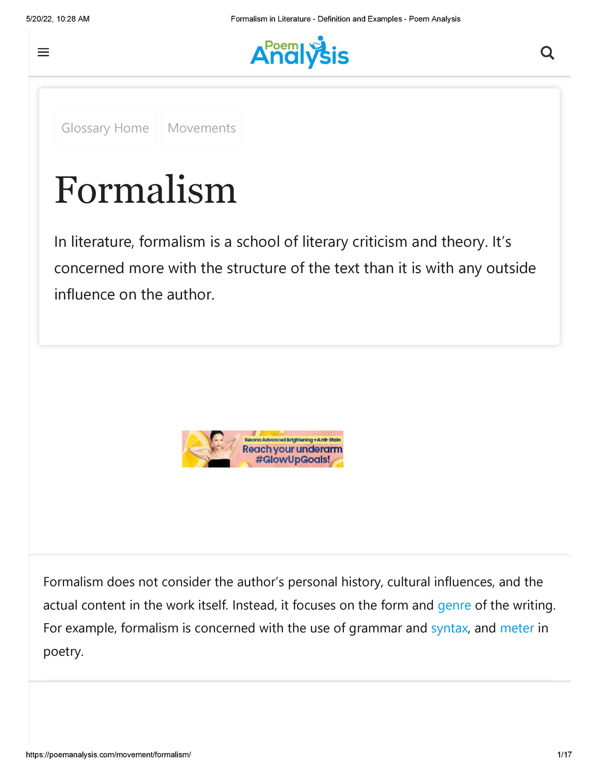 Formalism In Literature Definition And Examples Poem Analysis 