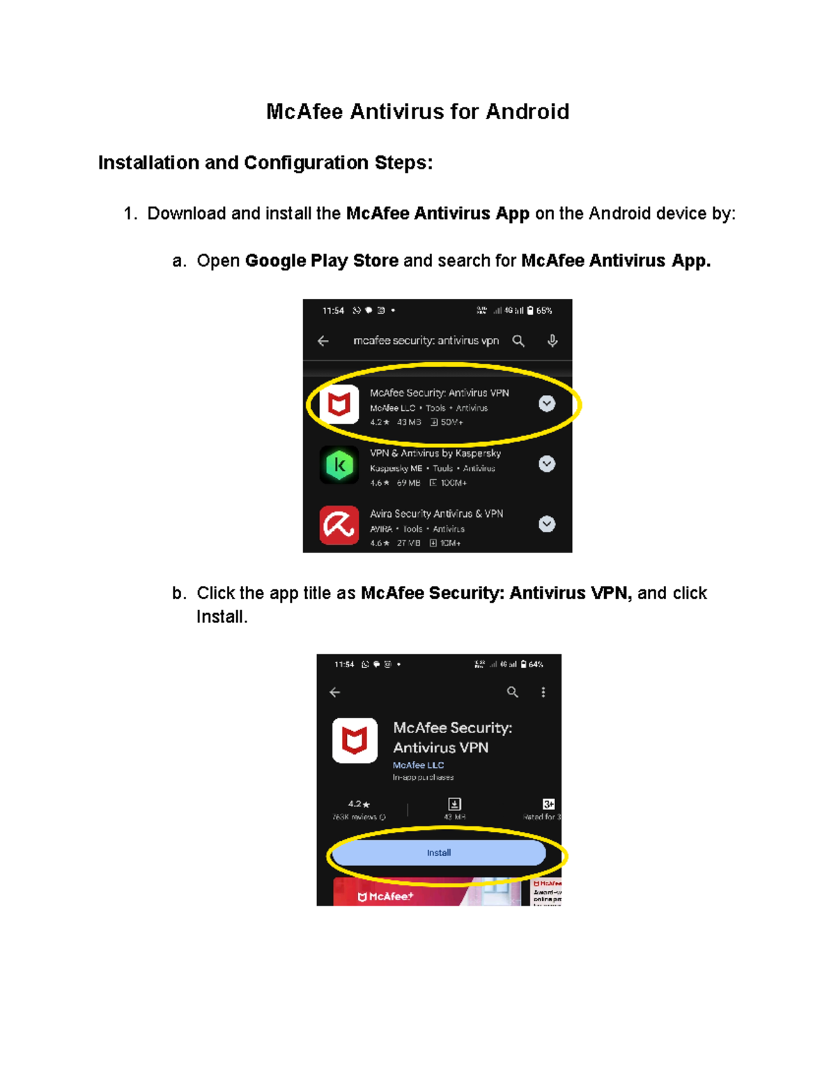 SOP Mc Affee Antivirus for Android - McAfee Antivirus for Android ...