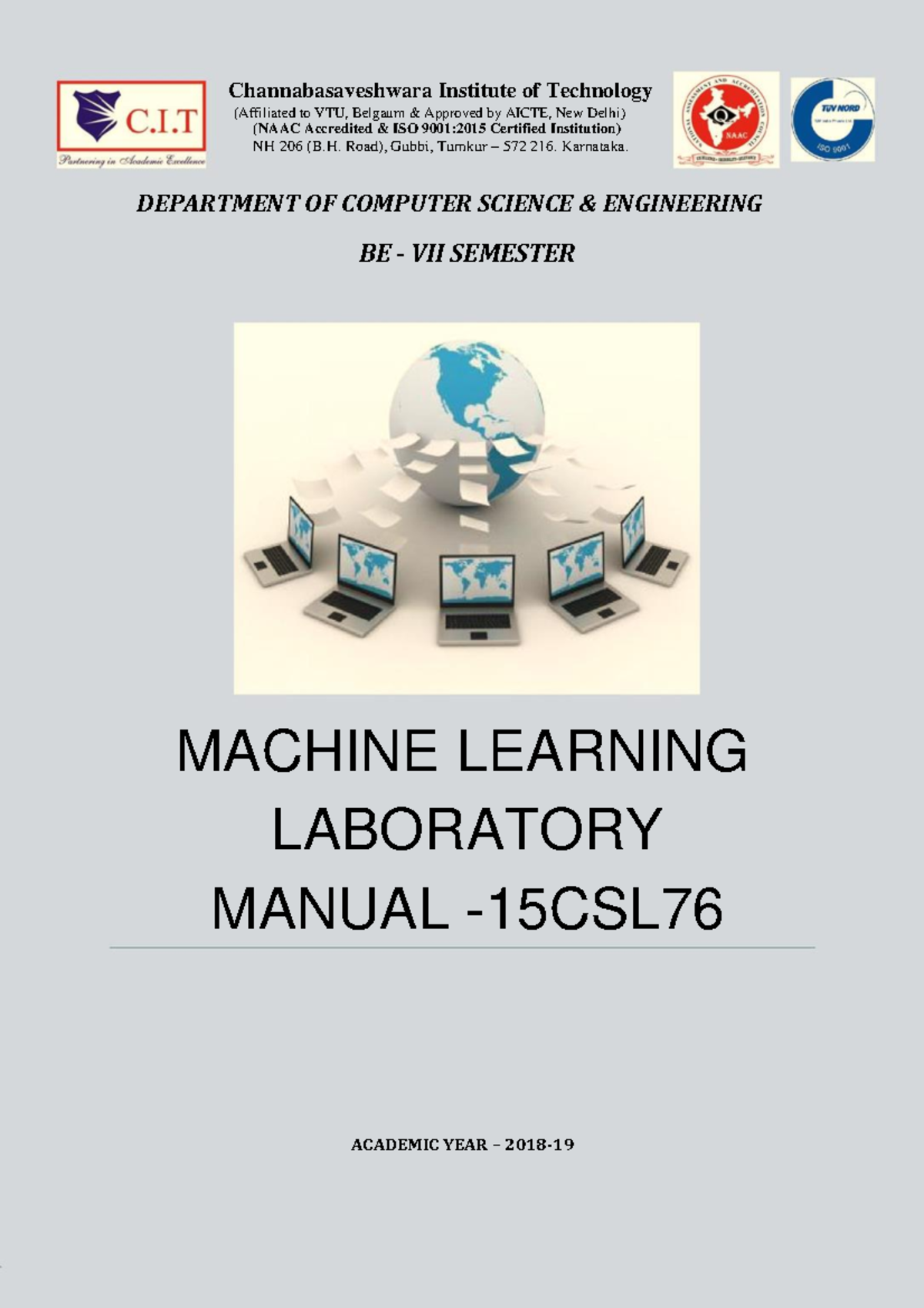 Machine lab manual Channabasaveshwara Institute of Technology