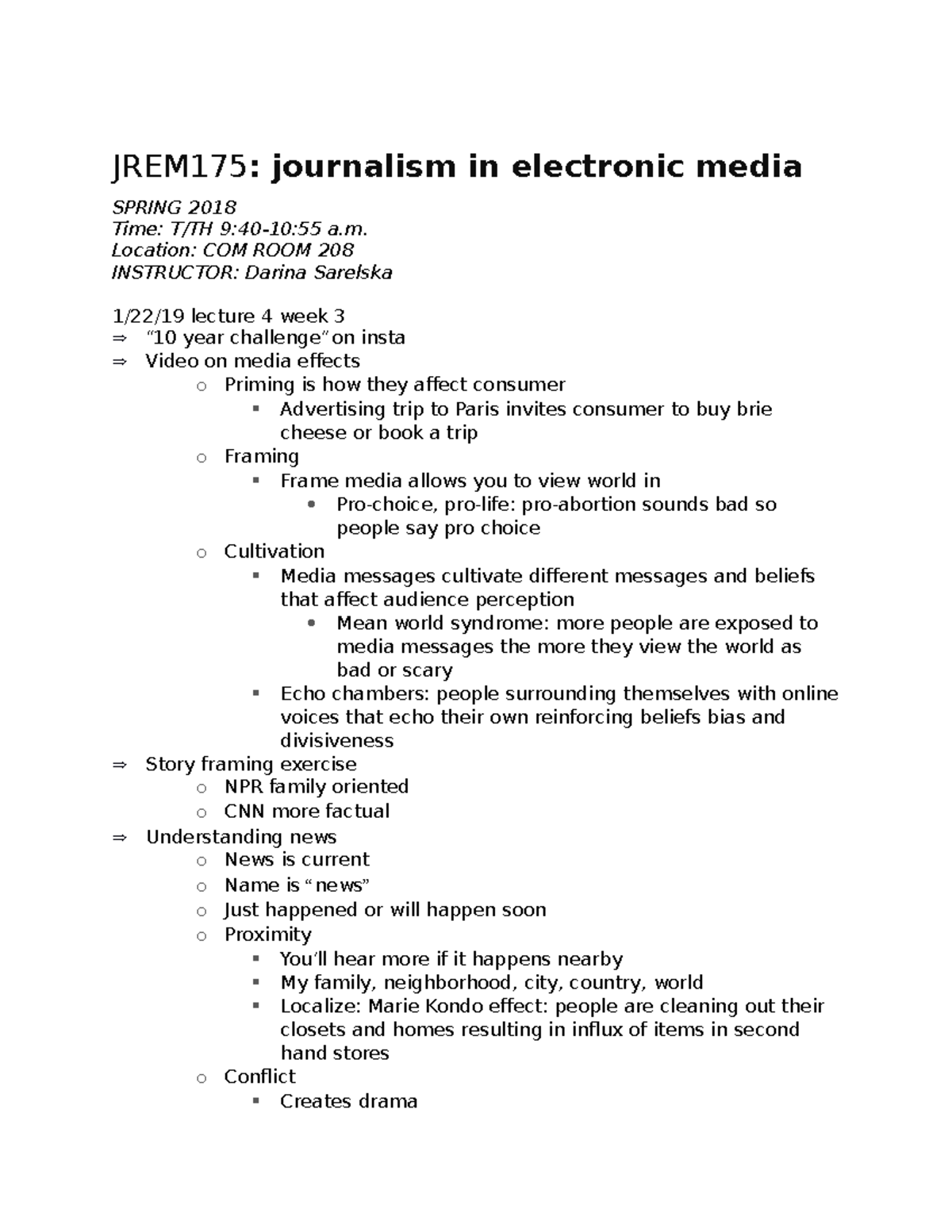 JREM175 WEEK 3 NOTES MEDIA & NEWS - JREM175: journalism in electronic ...