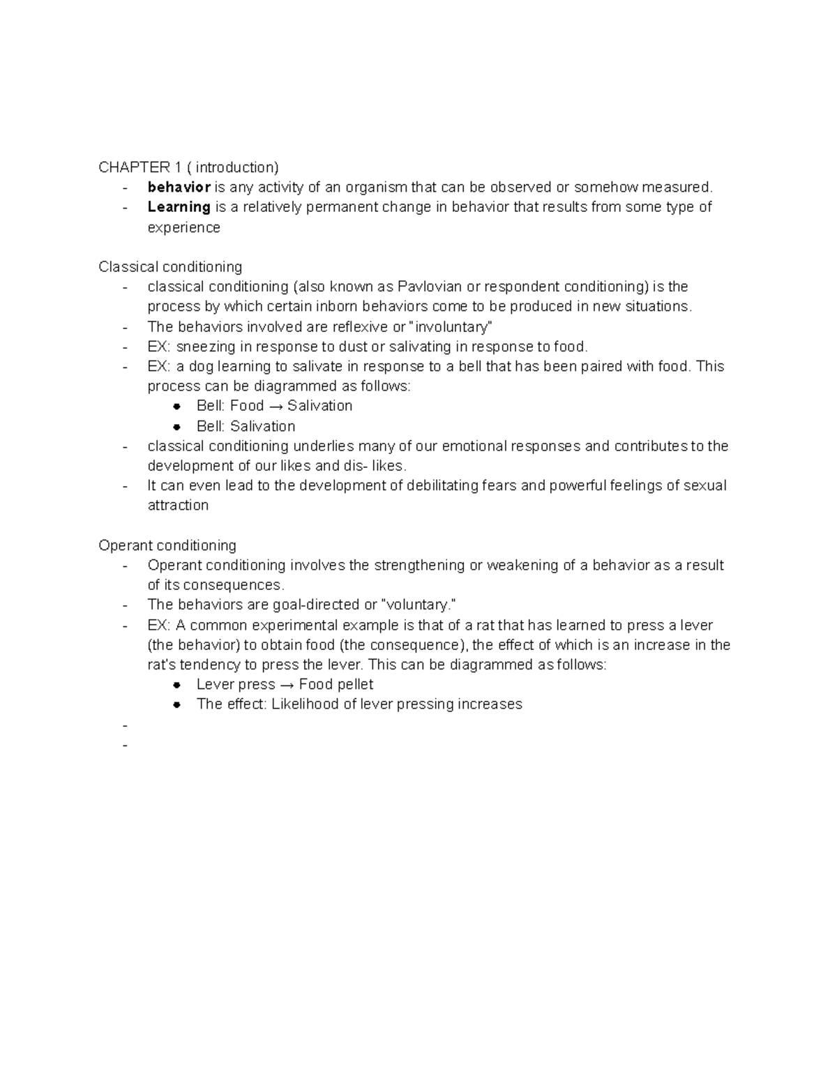 281 Textbook Notes - CHAPTER 1 ( Introduction) - Behavior Is Any ...