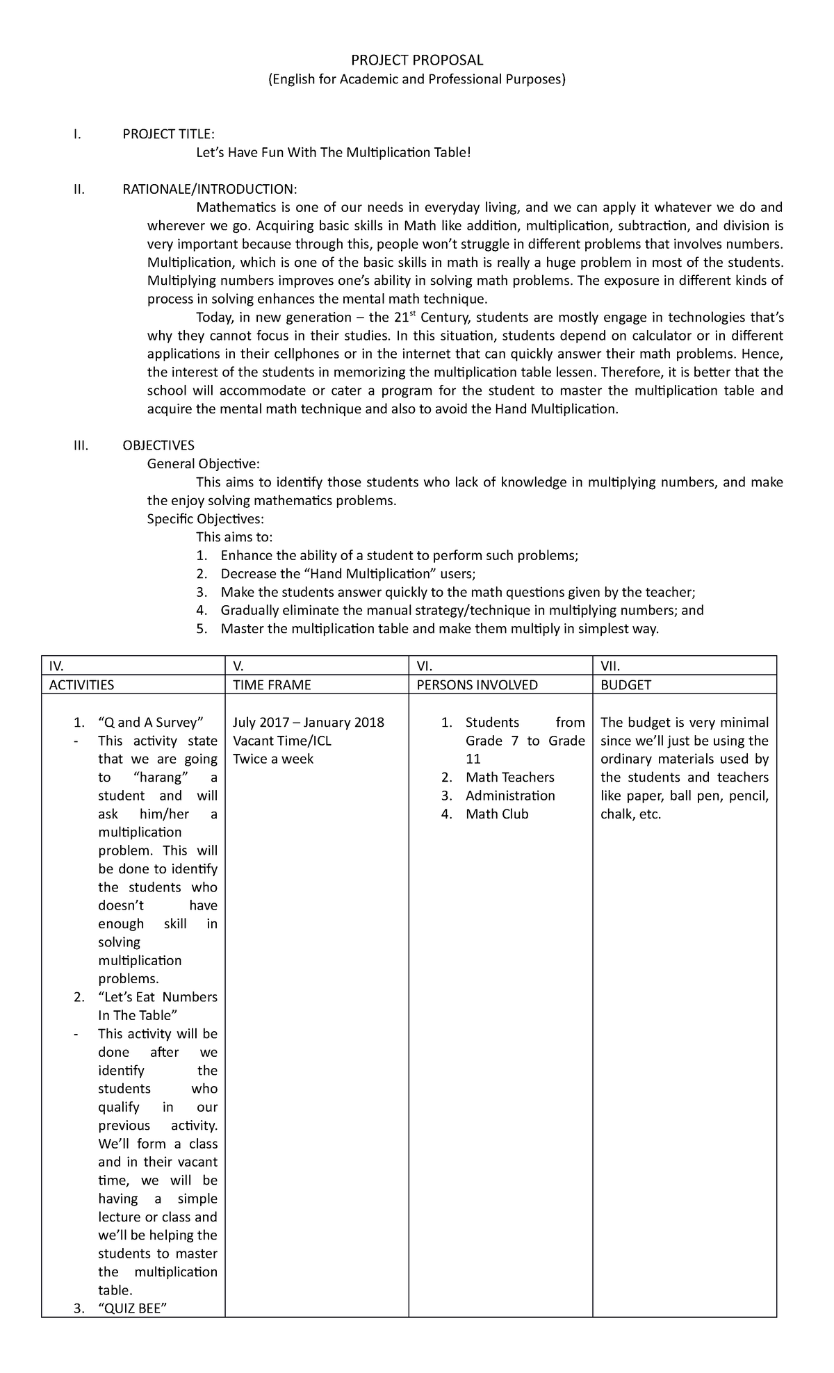 Sample Concept Paper - N/A - PROJECT PROPOSAL (English for Academic and ...