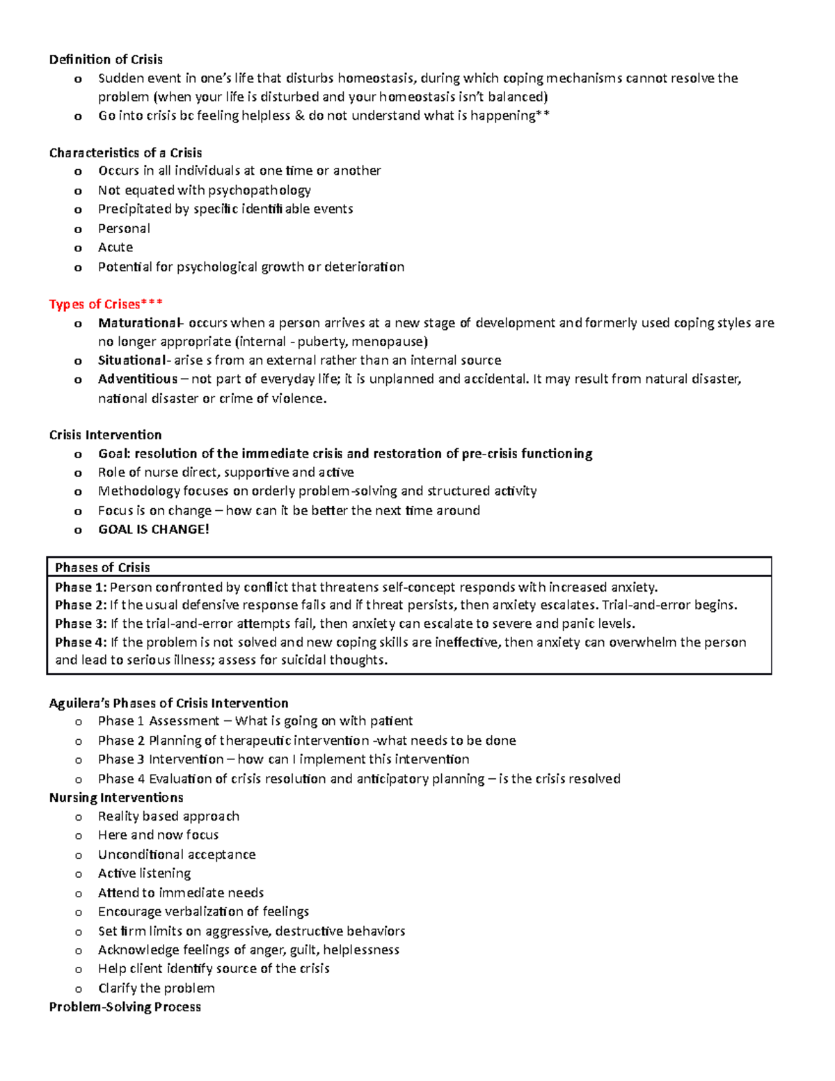 Chapter 20 Crisismanagement Definition of Crisis o Sudden event in