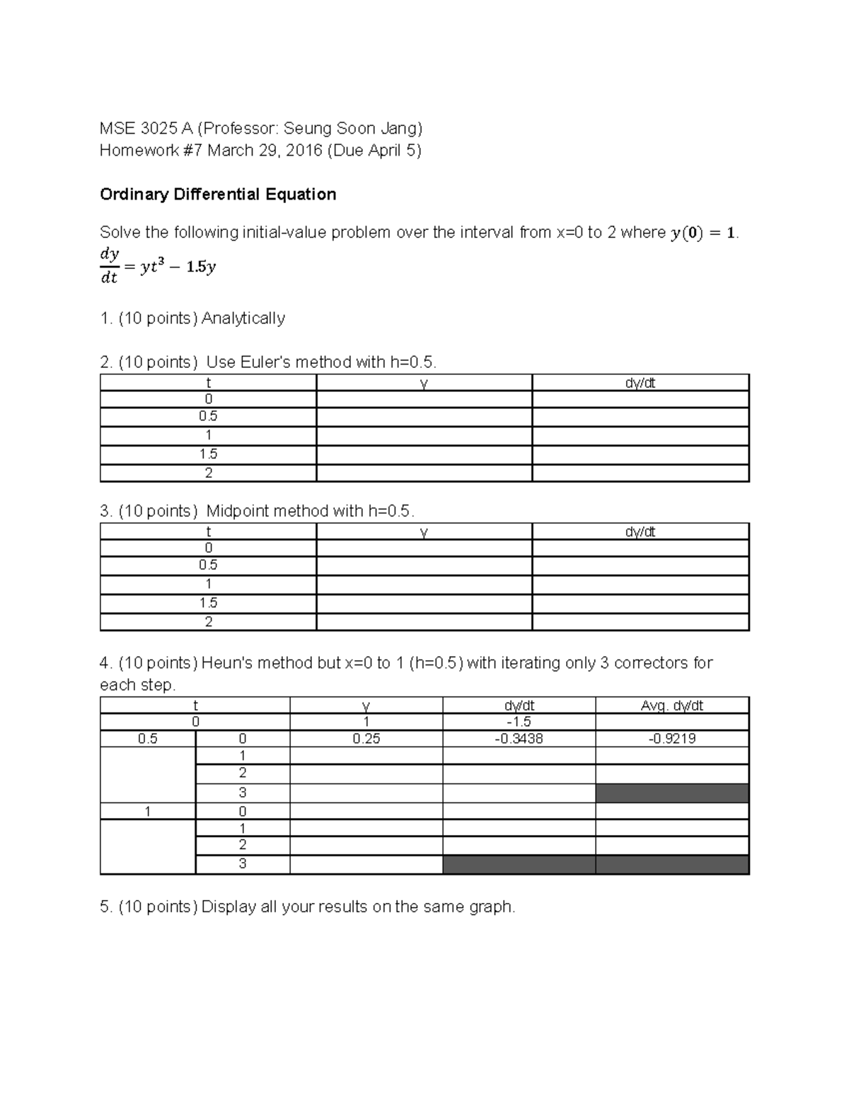 HW7+MSE3025A+Lecture+11+Ordinary+Differential+Equation - MSE 3025 - MSE ...