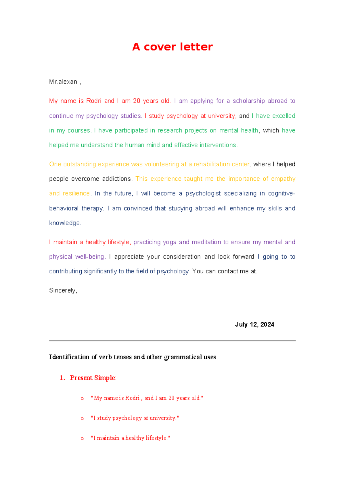 Week 17 Final Assignment A cover letter - A cover letter Mr , My name ...