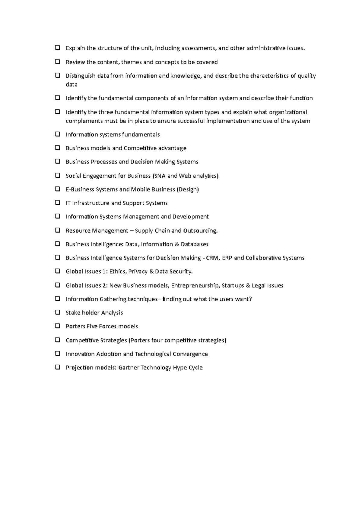 Introduction to Business Information Systems week 1 notes - Explain the ...