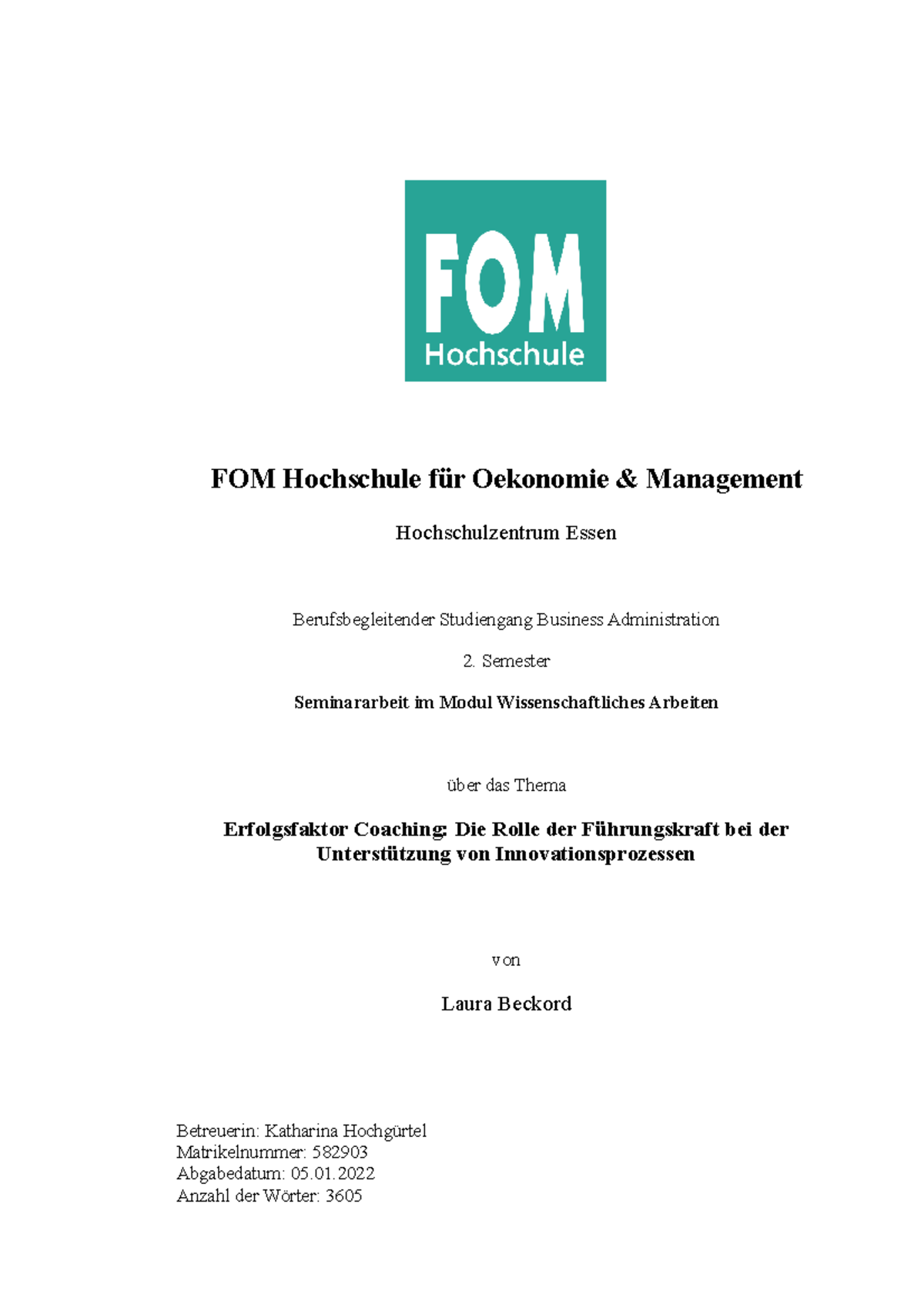 Seminararbeit Endfassung - FOM Hochschule für Oekonomie & Management