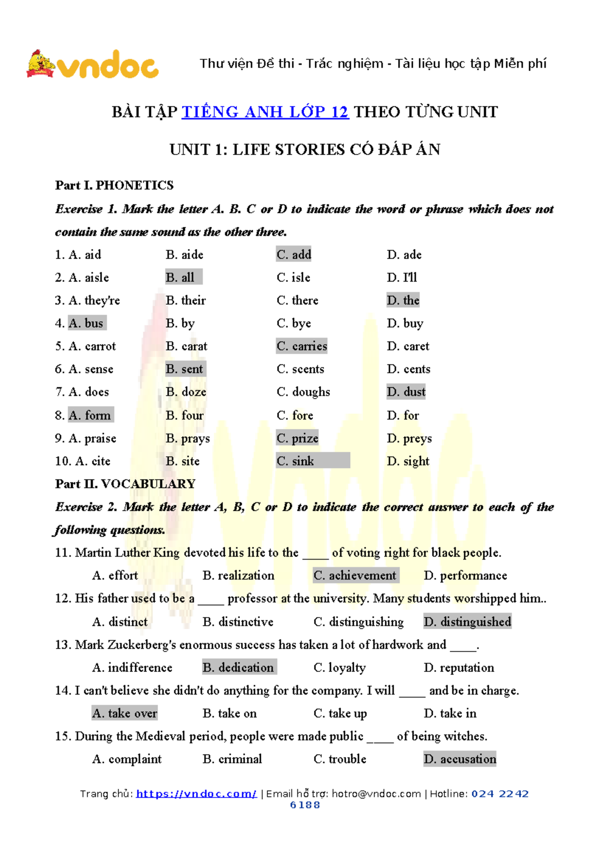 Bai tap tieng anh lop 12 thi diem theo tung unit - BÀI TẬP TIẾNG ANH ...