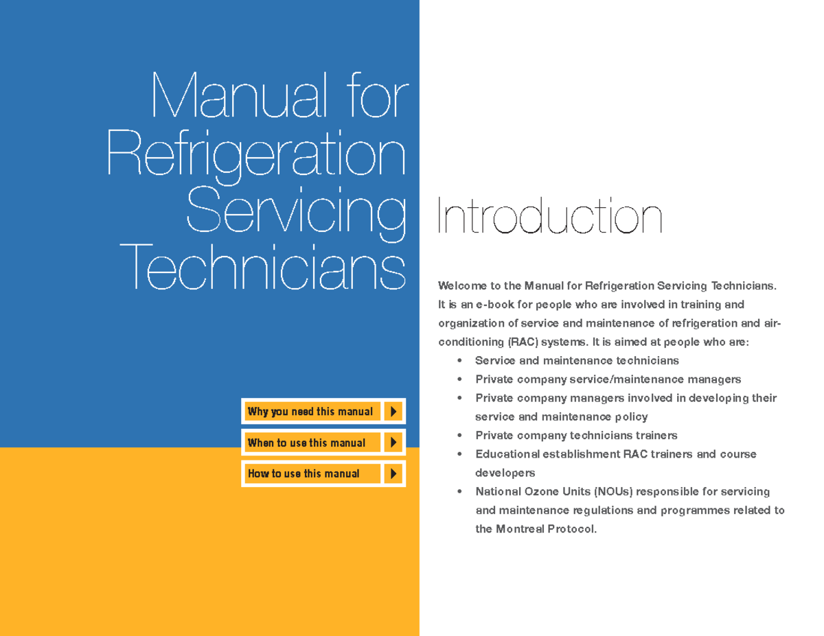 Manual for the Refrigeration and Airconditioning Technicians and