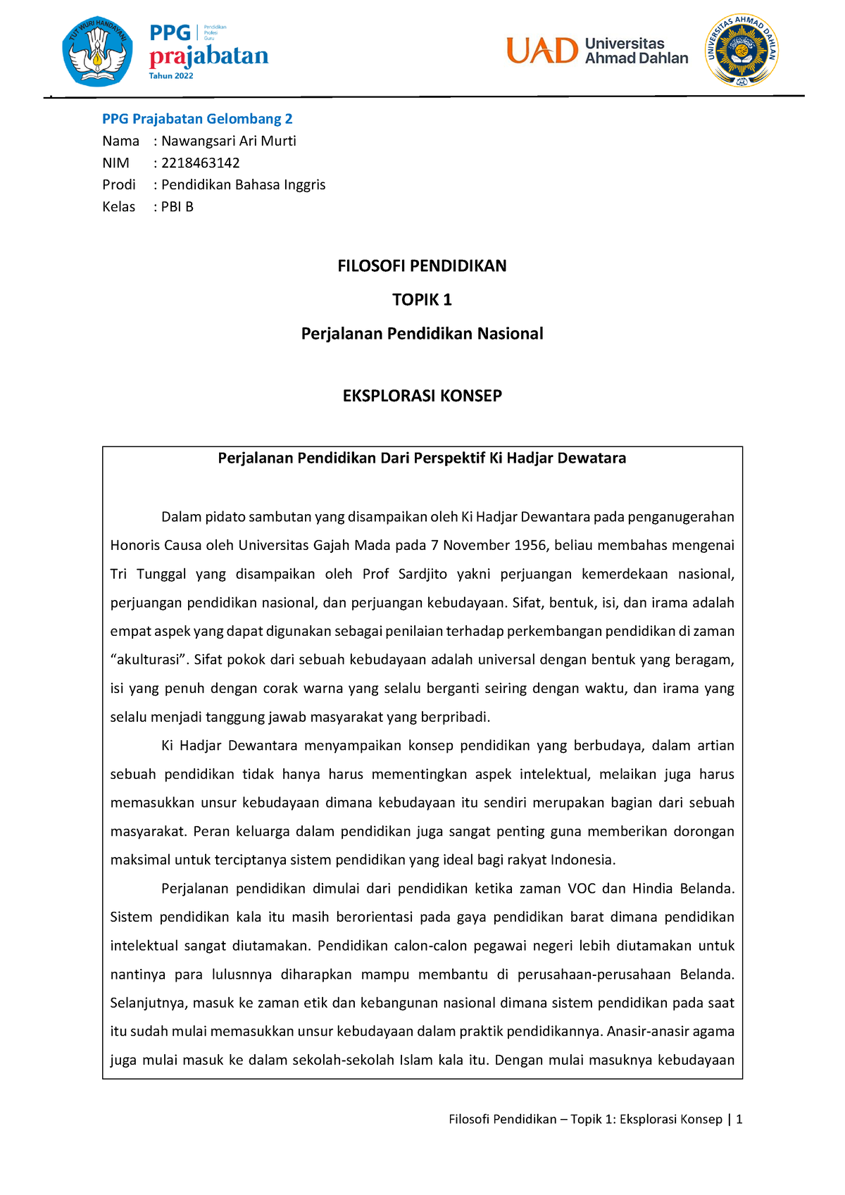 FILOSOFI PENDIDIKAN Topik 1 Eksplorasi Konsep - Filosofi Pendidikan ...