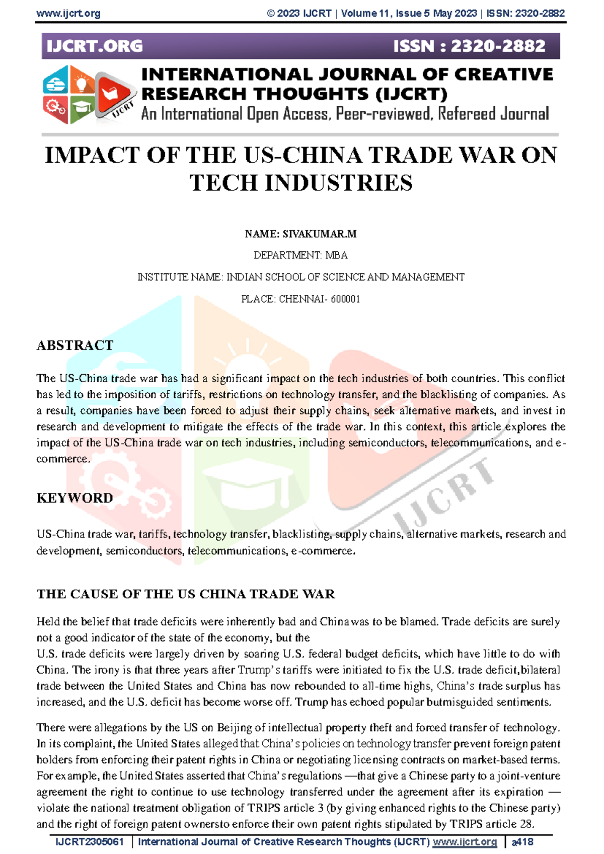 Impact OF THE US- China Trade WAR ON TECH Industries - IMPACT OF THE US ...