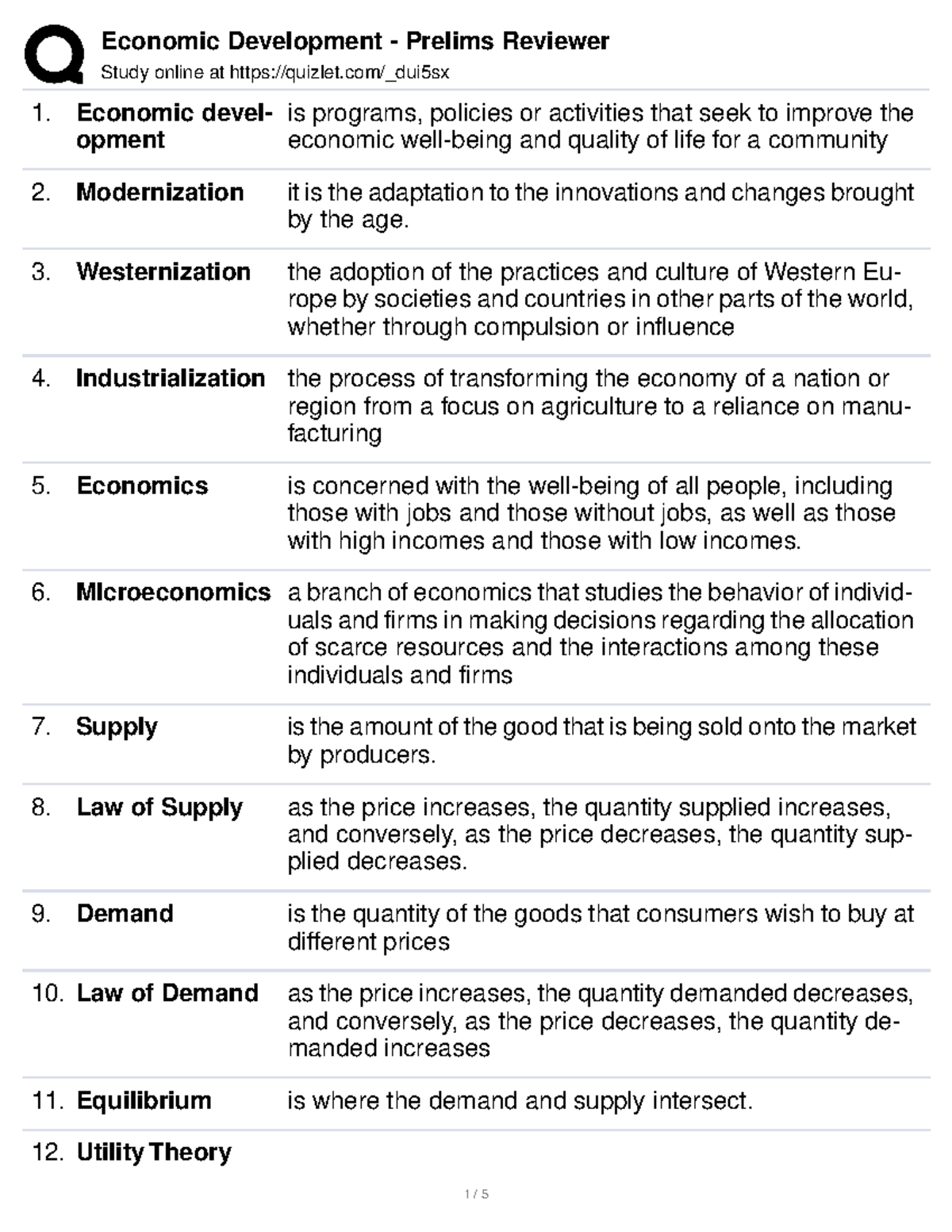 Economic Development Prelims Reviewer - Study online at quizlet/_dui5sx ...