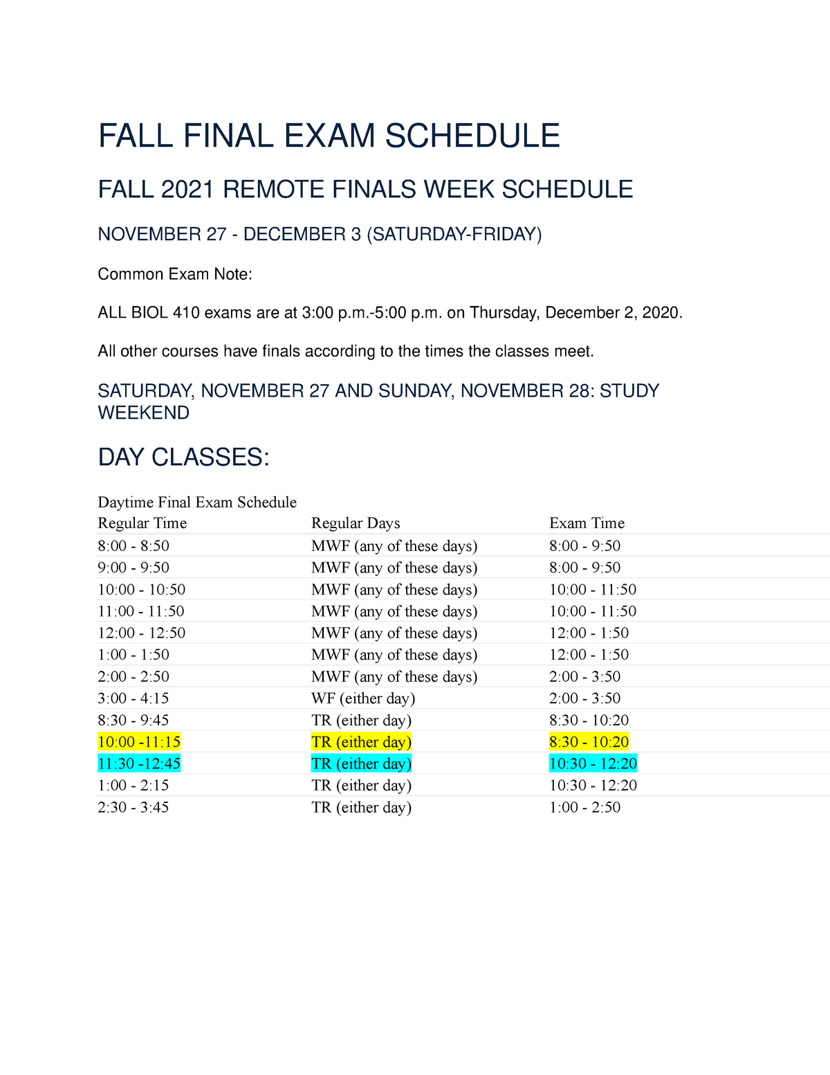 Montgomery College Final Exam Schedule Fall 2022 Fall 2021 Final Exam Schedule - Fall Final Exam Schedule Fall 2021 Remote  Finals Week Schedule - Studocu