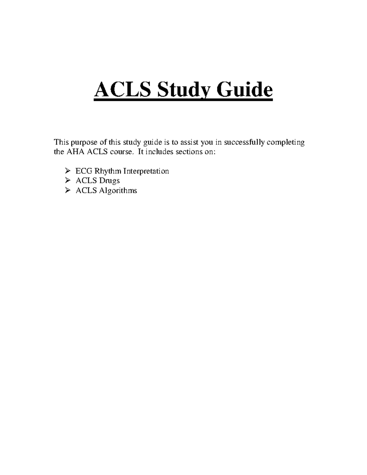 ACLSStudyGuide Acls ACLS Study Guide This purpose of this study